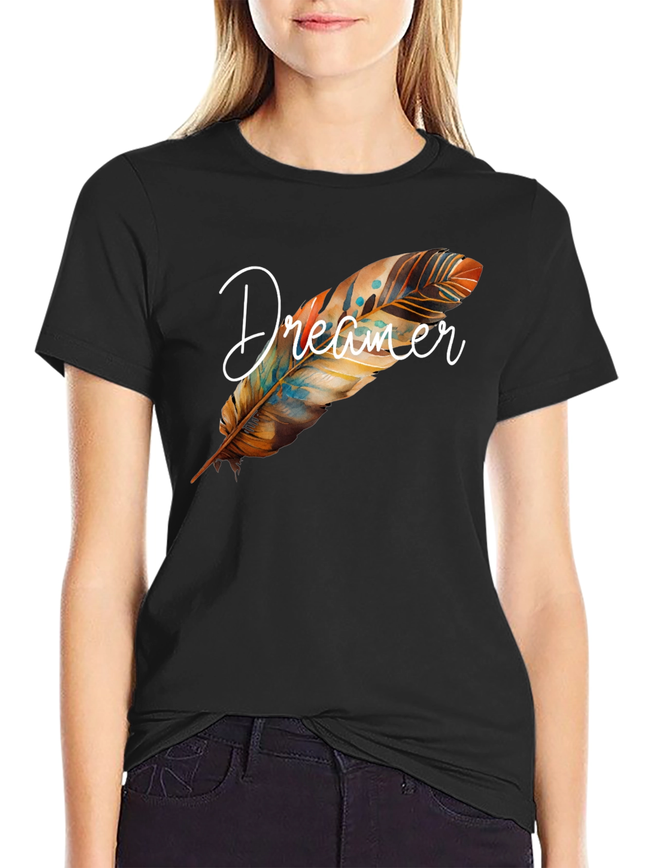 Dreamer Feather Graphic T-Shirt - 2