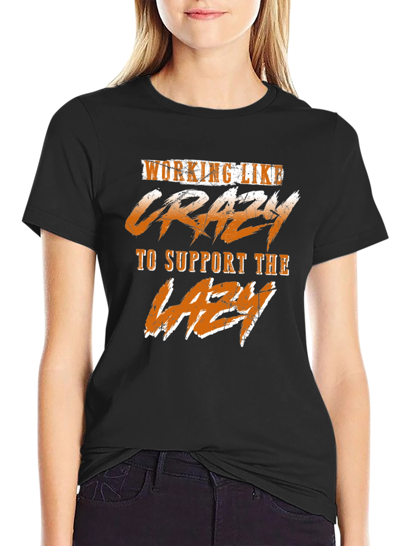 Black Working Like Crazy T-Shirt - Funny Graphic Tee view 2