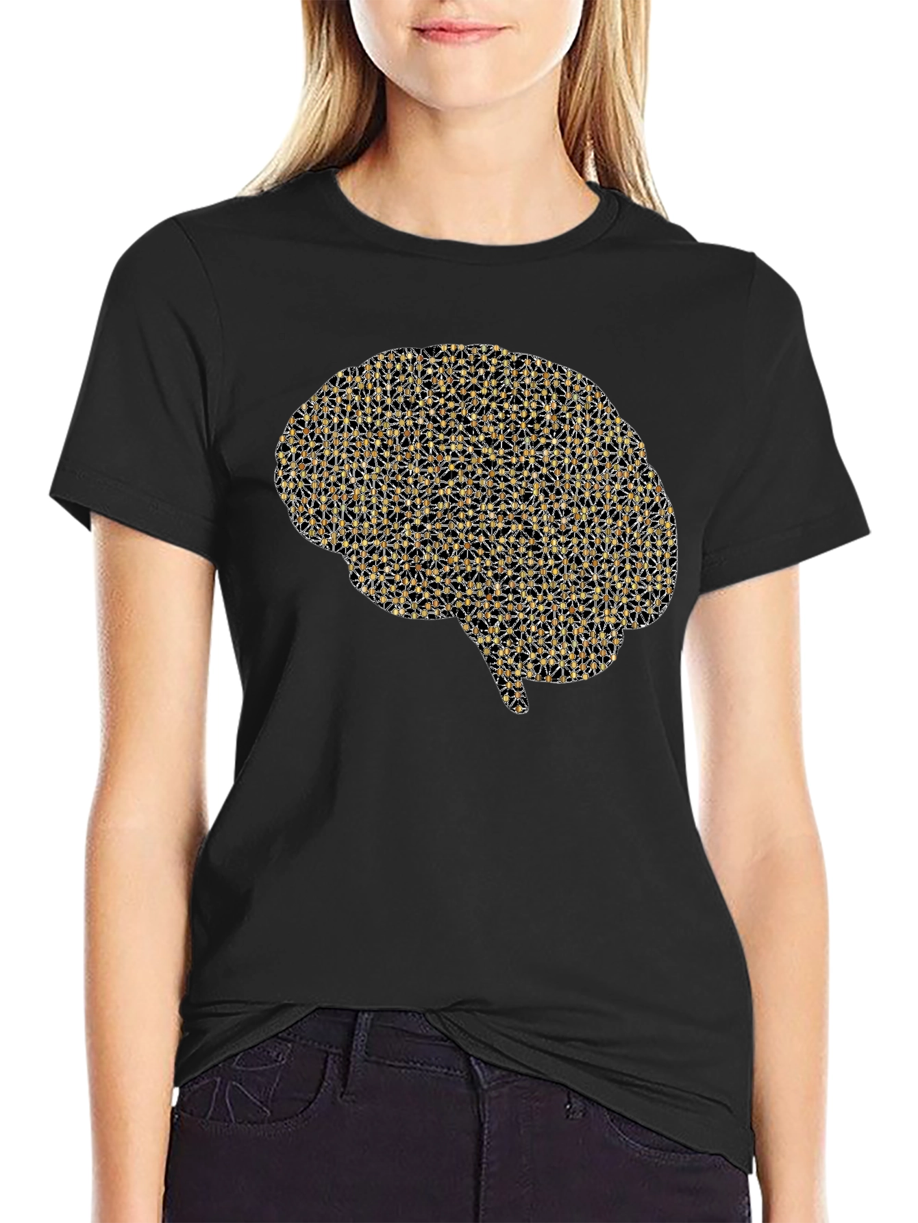 Black Brain Graphic Tee - Black Casual T-Shirt view 2