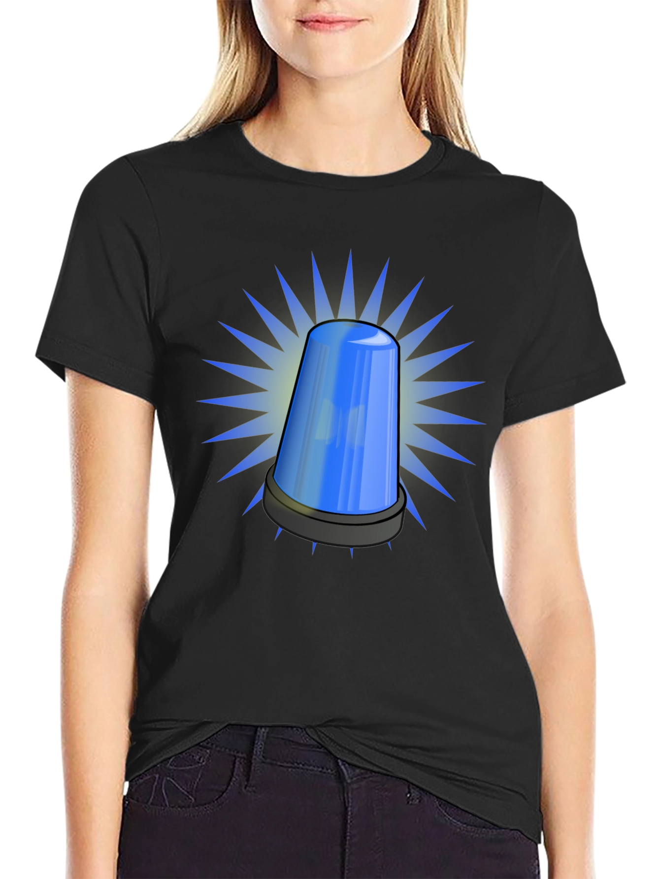 Black Blue Siren T-Shirt - Novelty Graphic Tee view 2