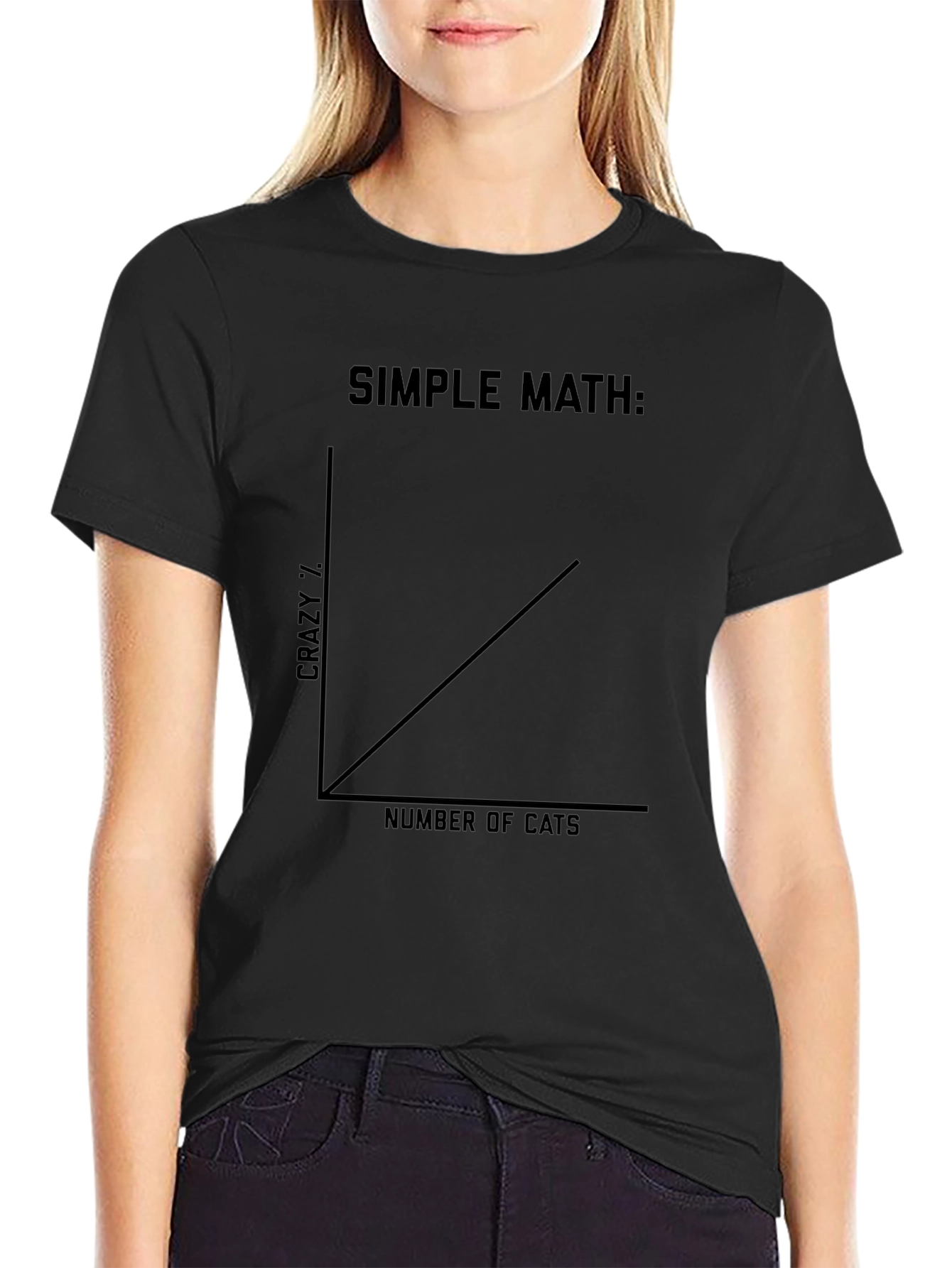 Black Crazy Cat Lady Math Graphic Tee - Unisex T-Shirt view 2