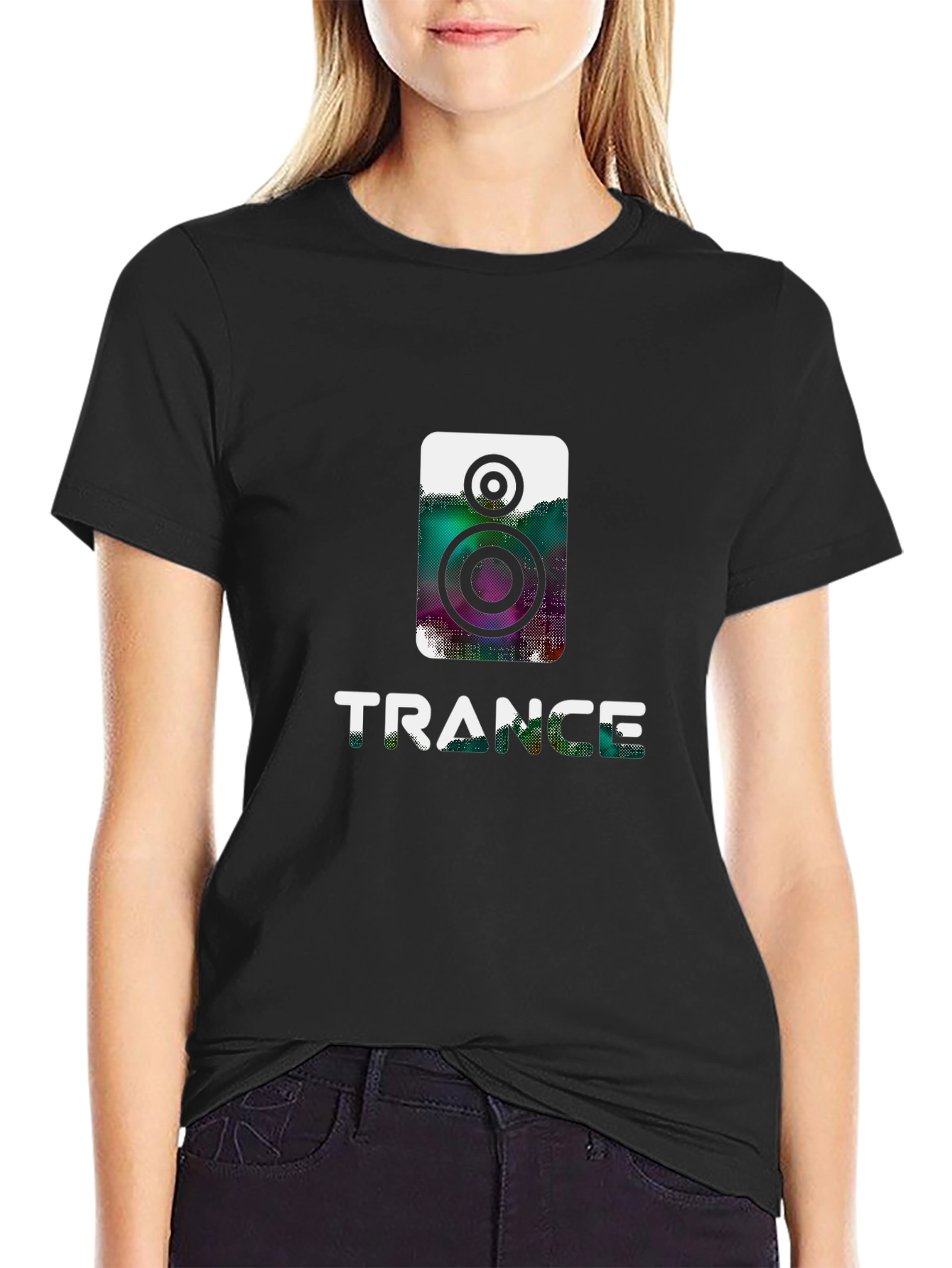 Black Trance Music Graphic Tee - Black Cotton Shirt view 2