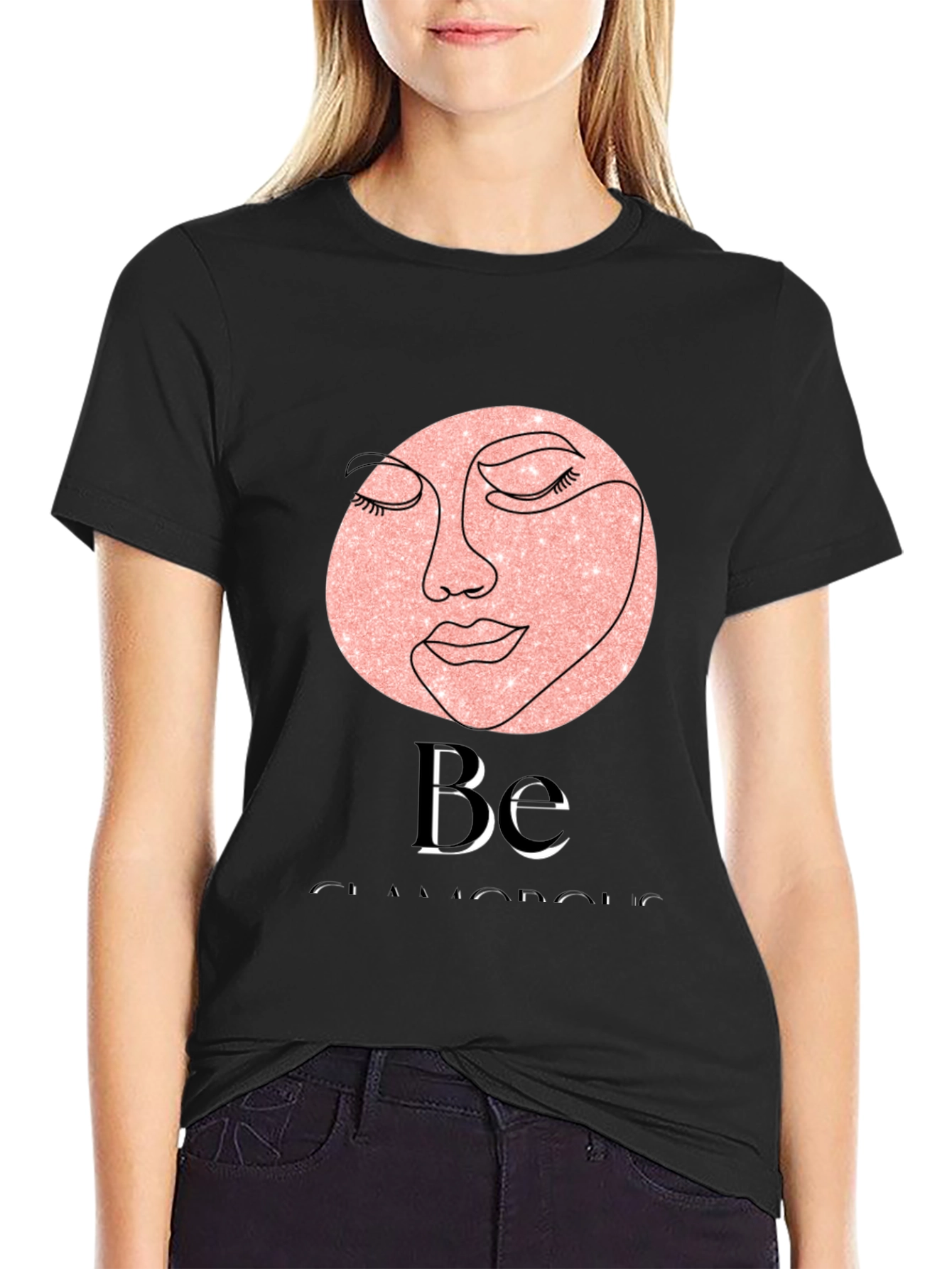Black Glamorous Face Graphic Tee view 2