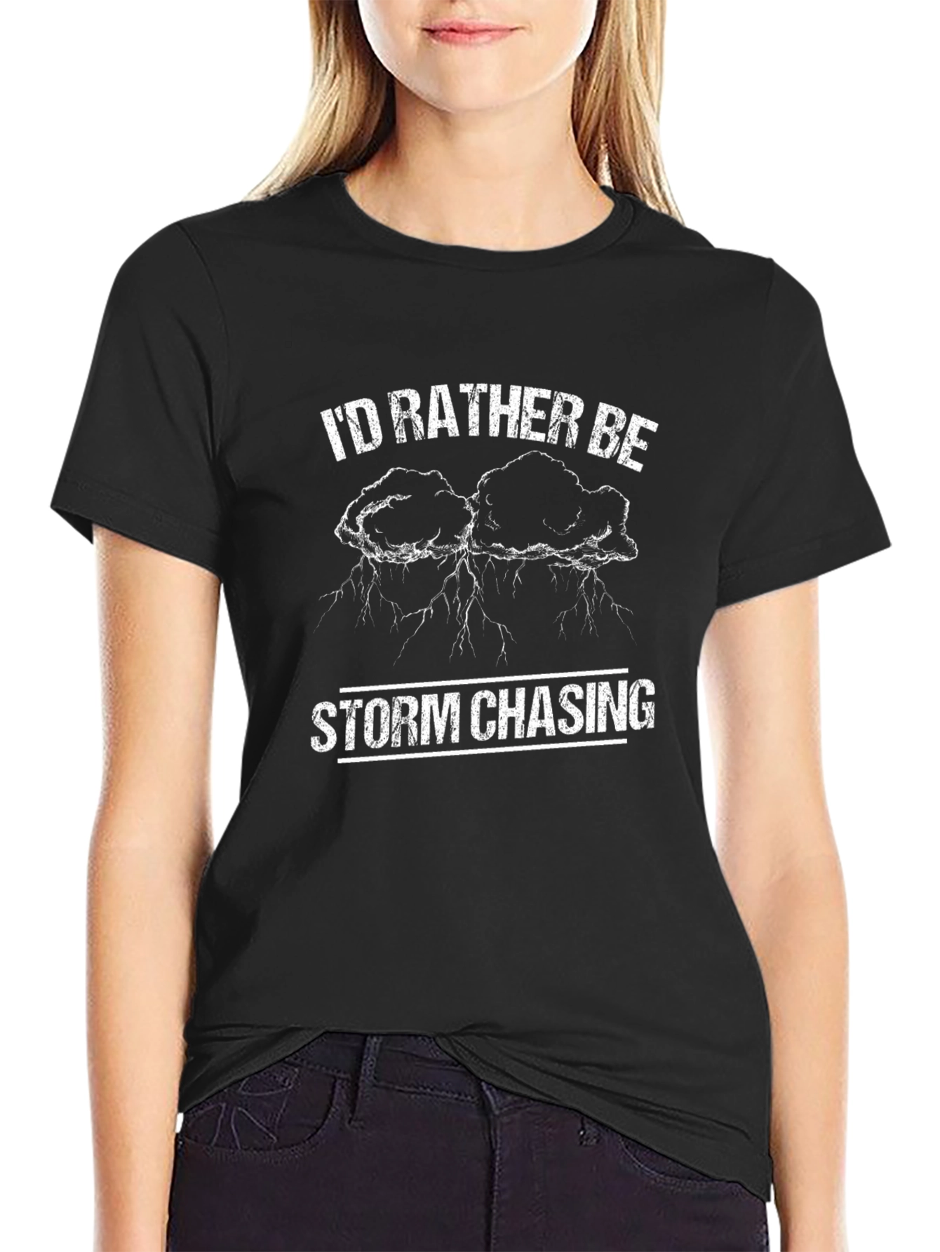 Black Storm Chaser T-Shirt - Black Cotton Graphic Tee view 2