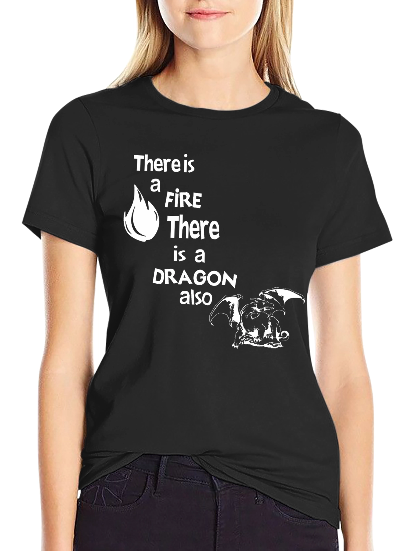 Black There is a Fire Dragon T-Shirt view 2