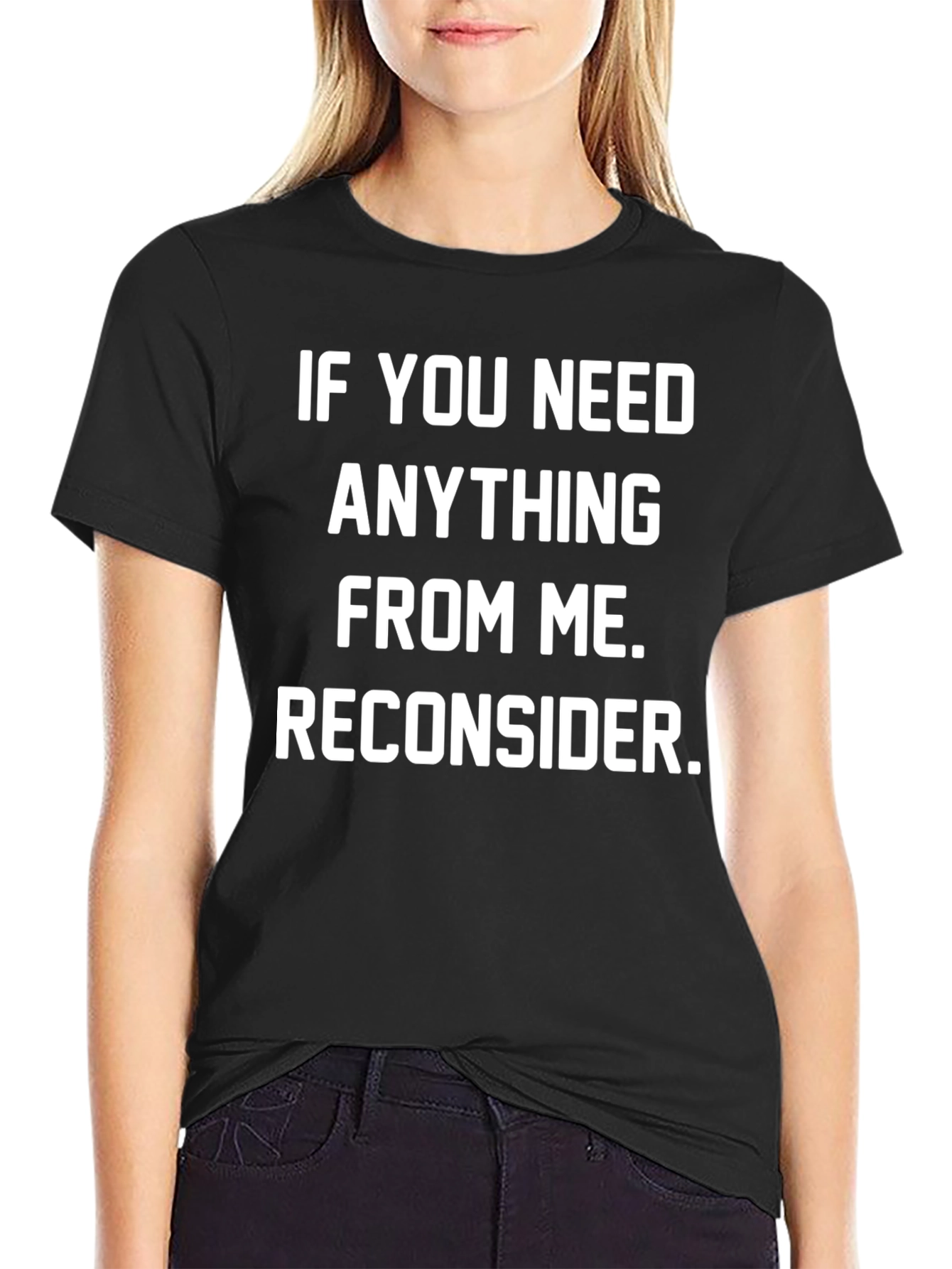 Black Reconsider Funny Graphic T-Shirt view 2