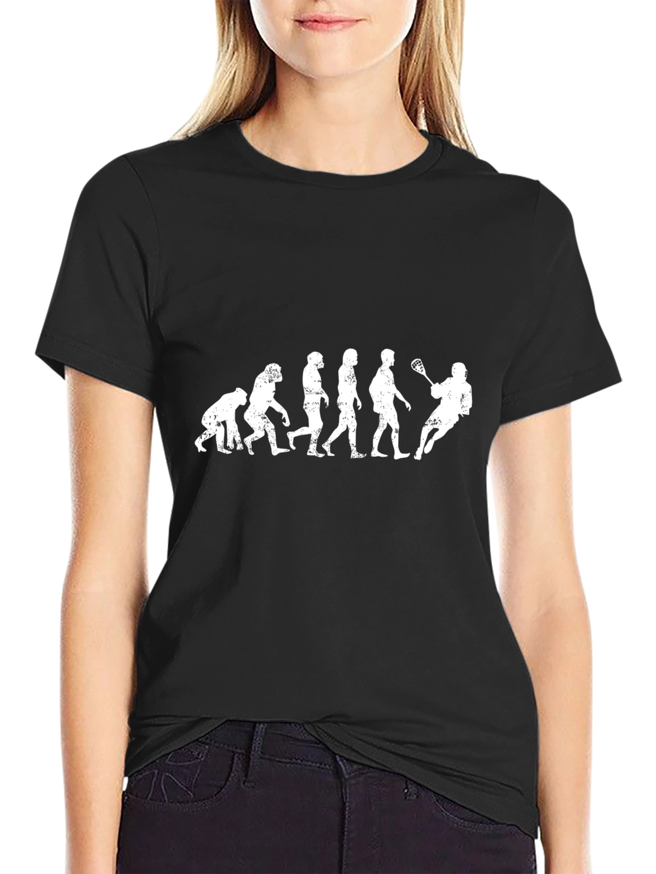 Black Lacrosse Evolution T-Shirt -  Funny Sports Tee view 2