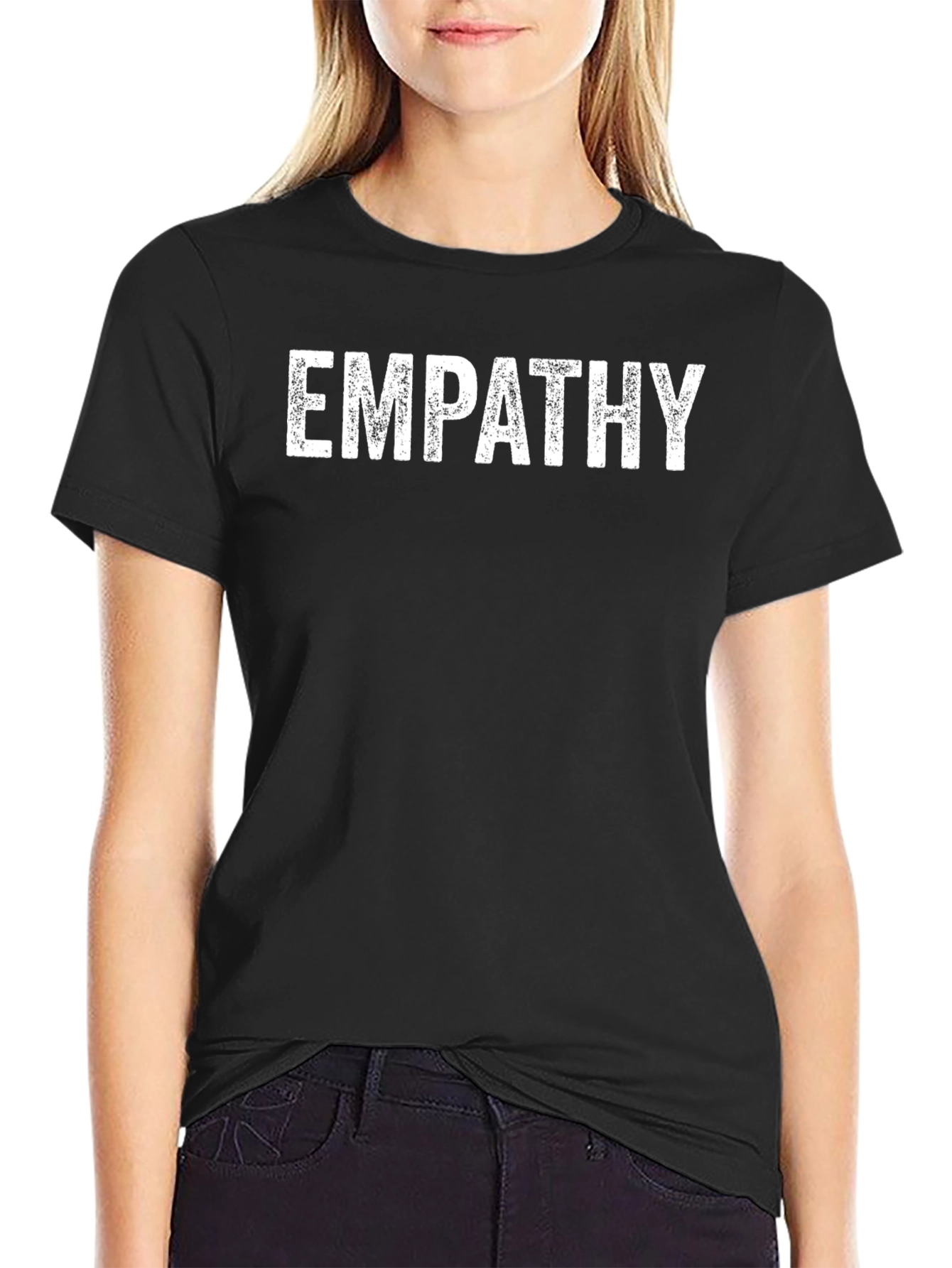 Black Empathy T-Shirt - Soft Cotton Blend, Modern Fit view 2