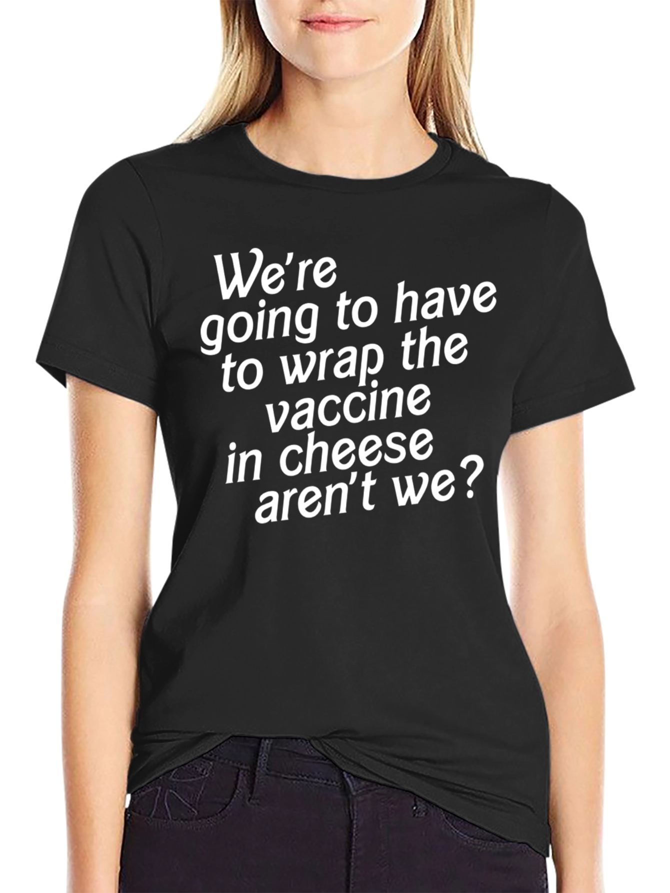 Black Funny Vaccine Cheese Graphic Tee view 2