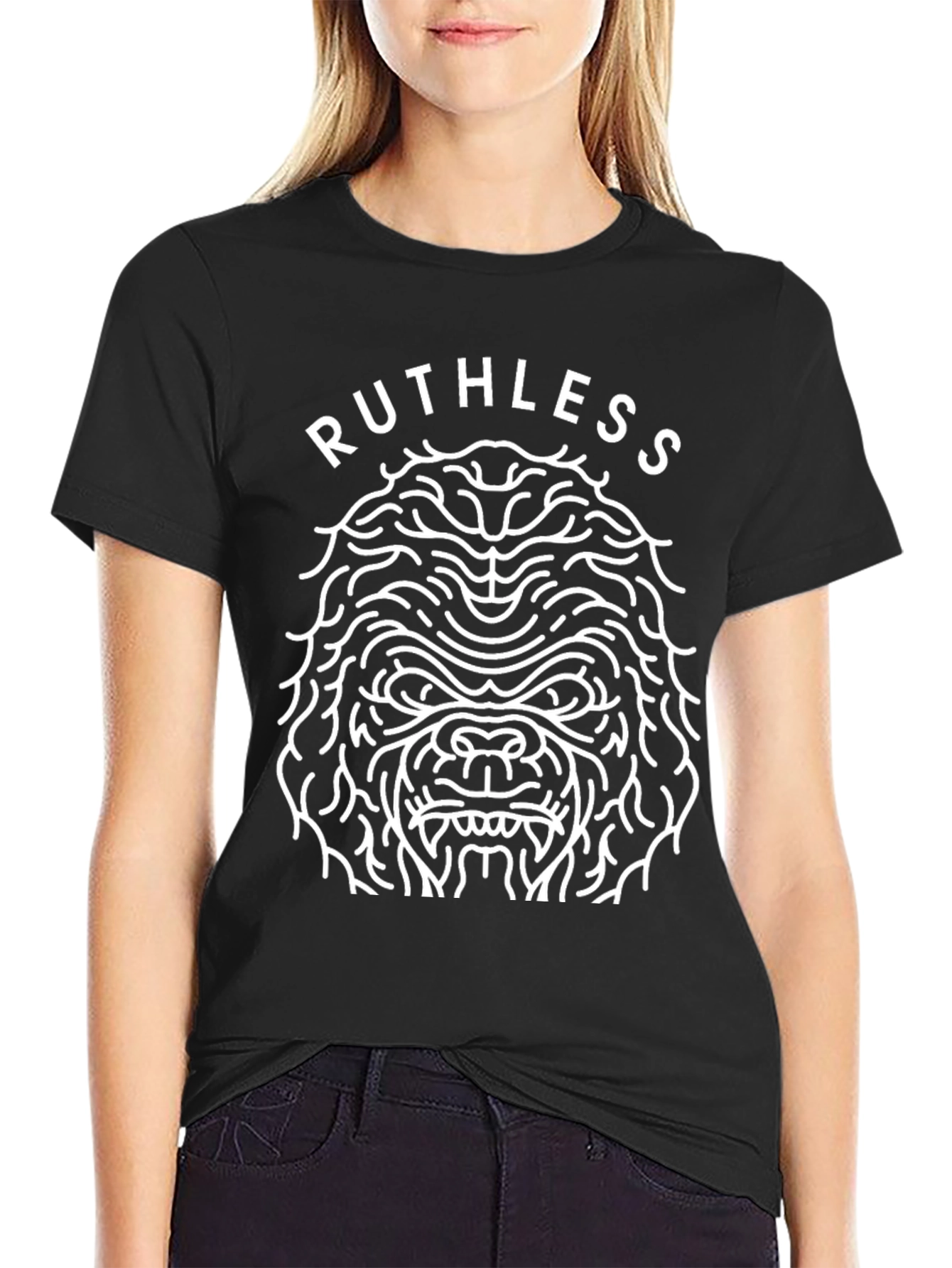 Black Ruthless Gorilla Graphic T-Shirt - Black view 2