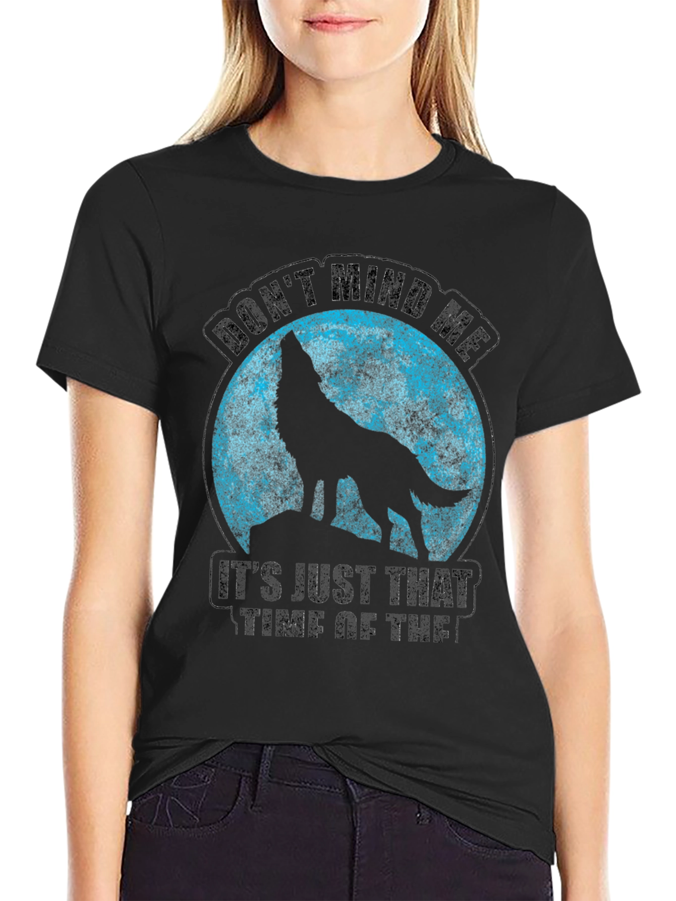 Black Wolf Moon T-Shirt - Don't Mind Me Funny Tee view 2