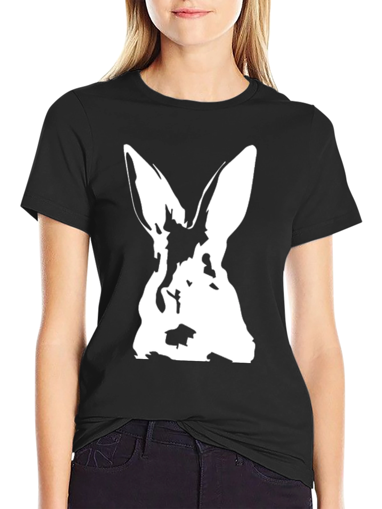 Black Rabbit Graphic Black T-Shirt - Unique Animal Design view 2