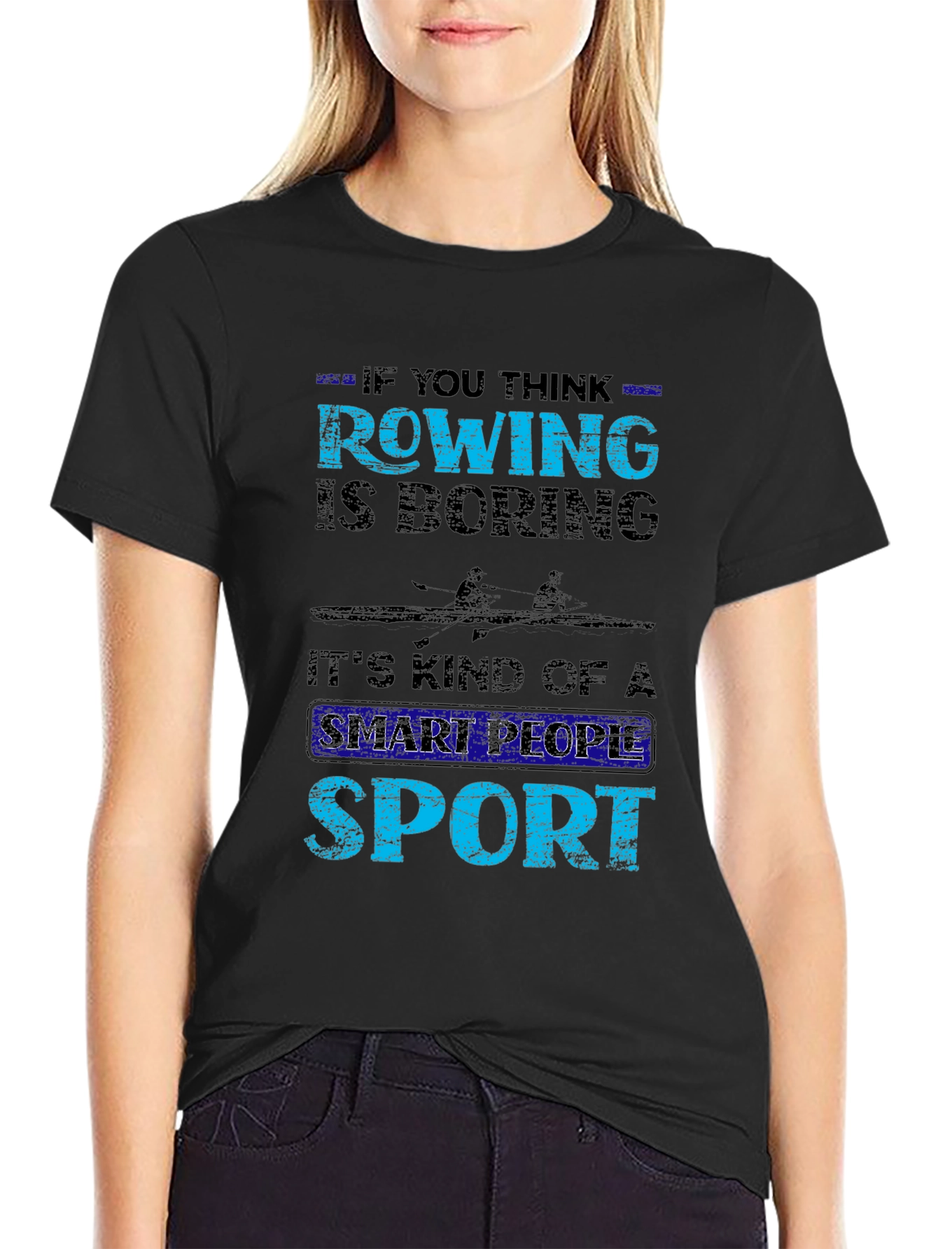 Black Rowing Smart People Sport Graphic T-Shirt view 2