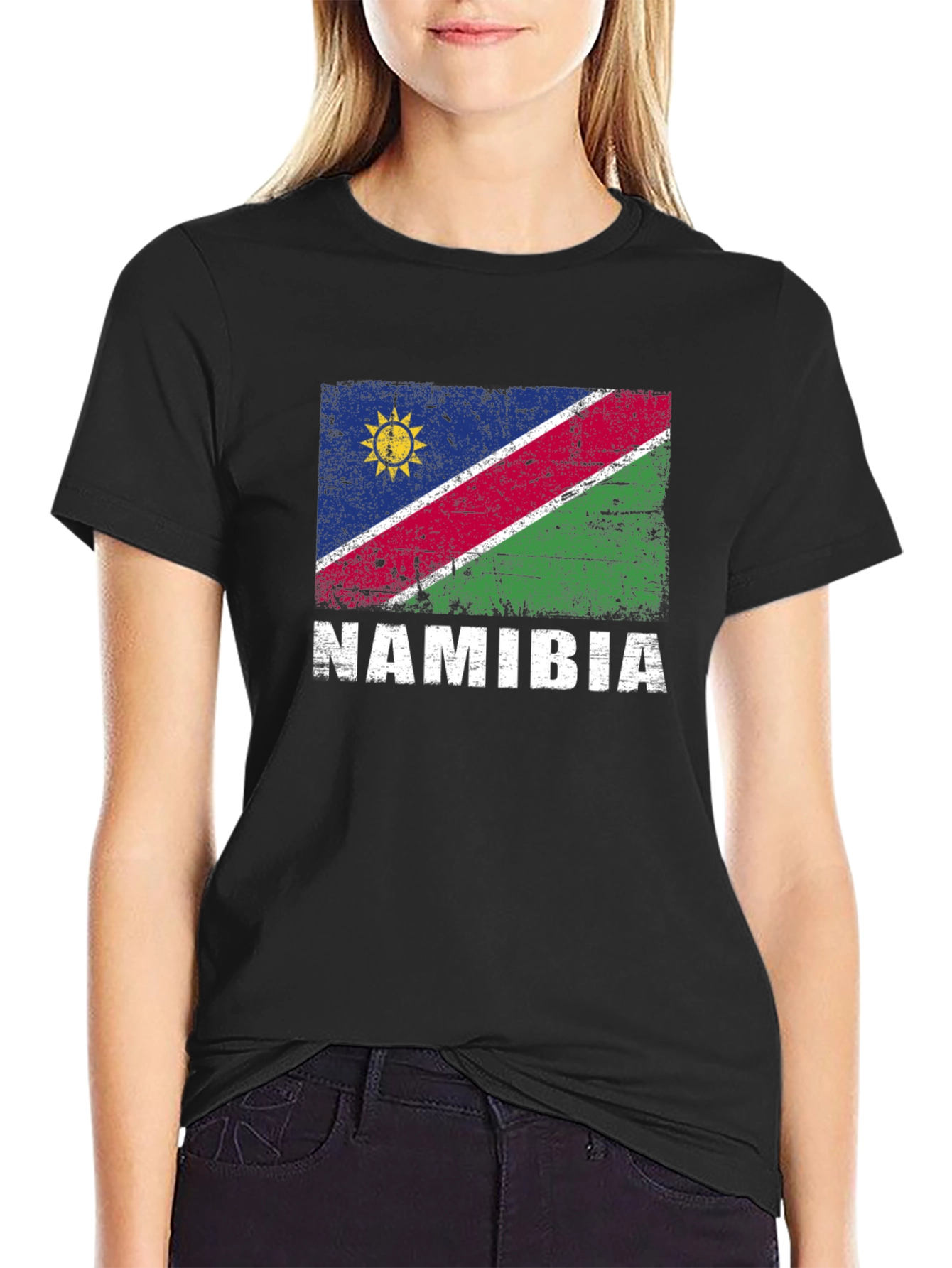 Black Namibia Flag T-Shirt - Vintage Graphic Tee view 2