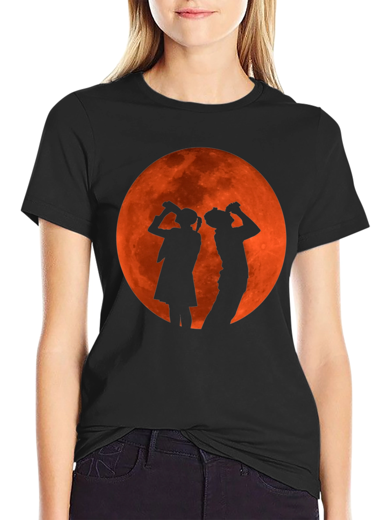 Black Silhouette Moon Drinking T-Shirt view 2