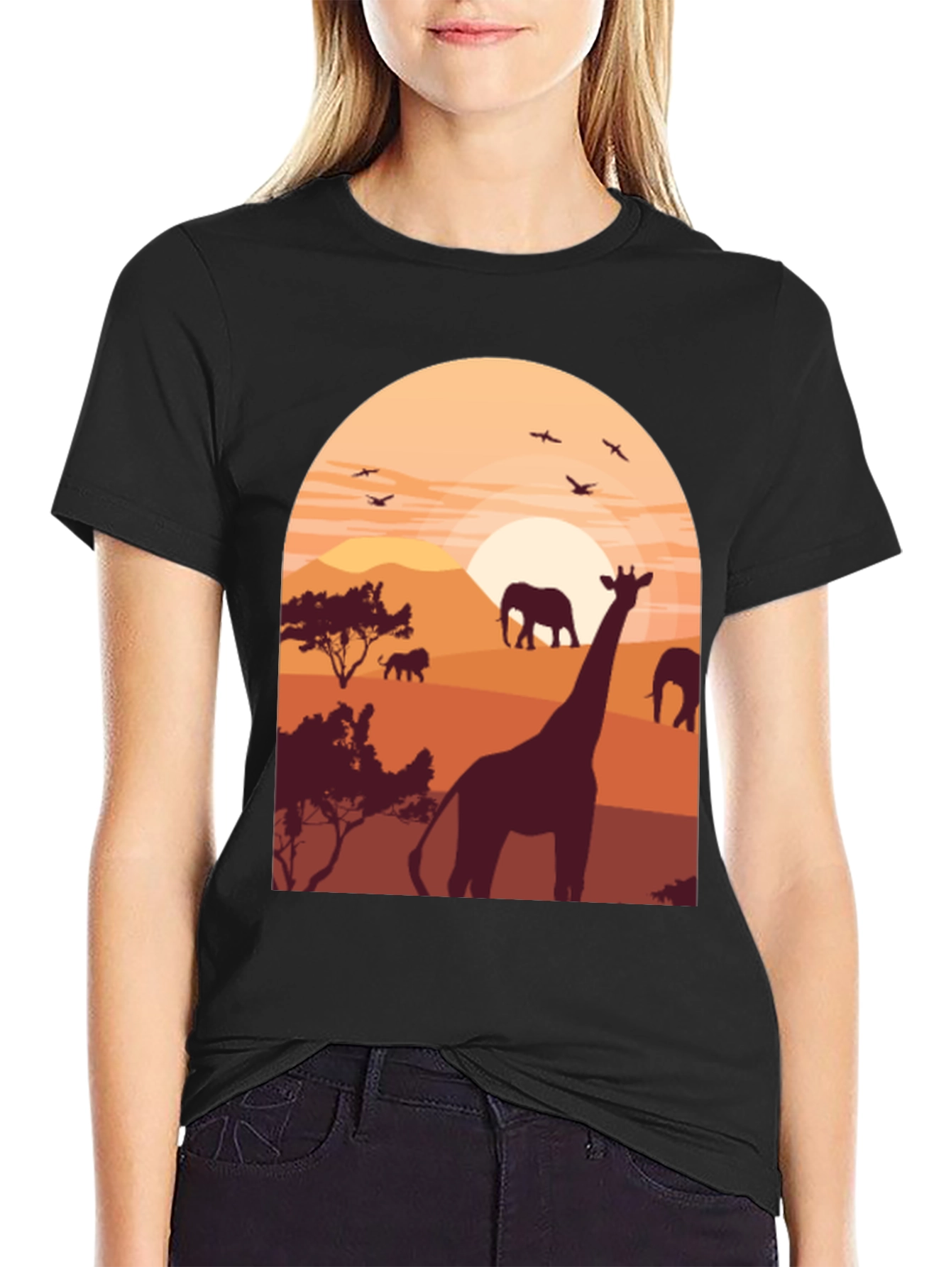 Black Safari Sunset Graphic Tee - Black view 2