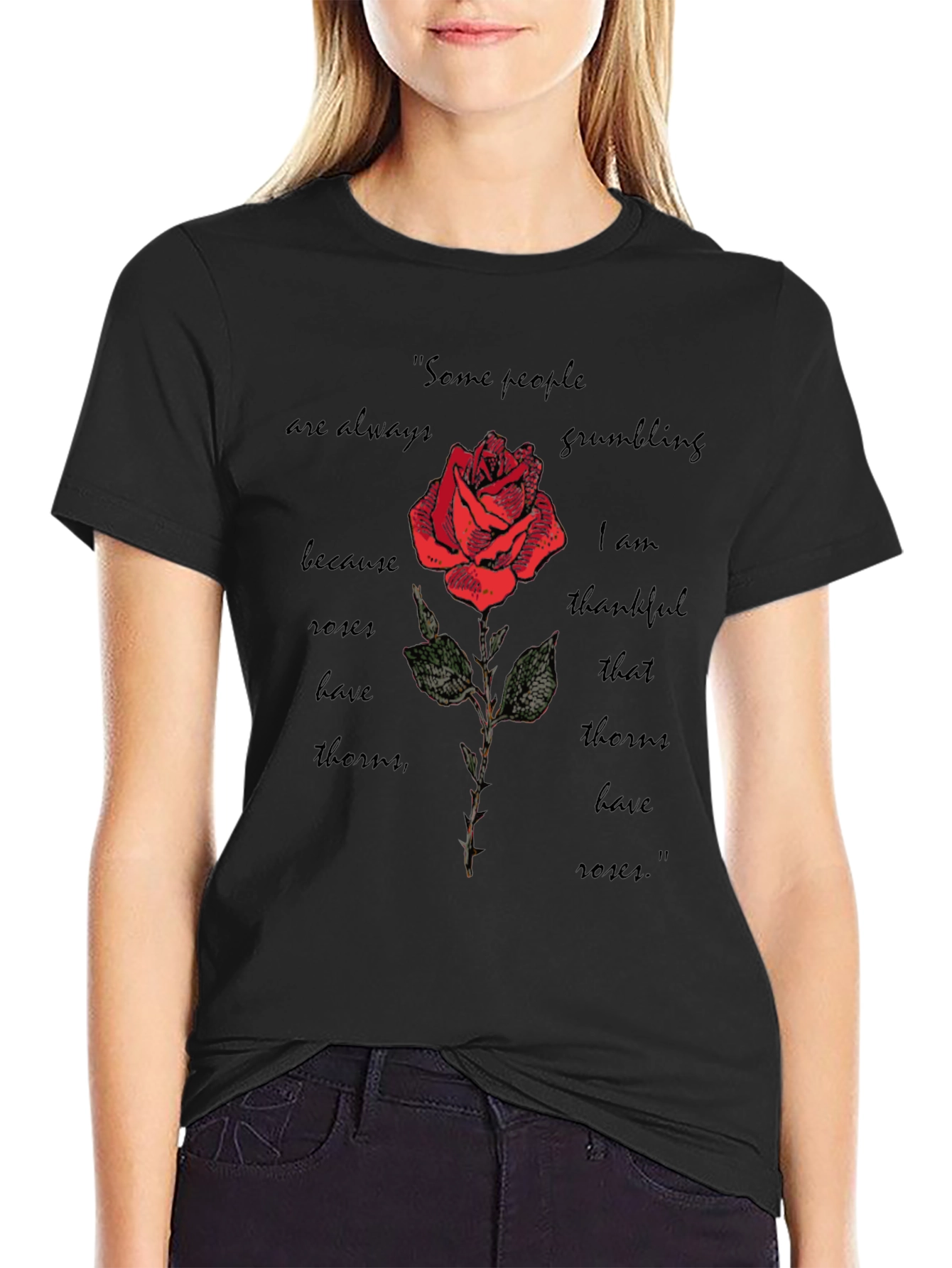 Rose & Thorns T-Shirt: Gratefulness Graphic Tee - 2