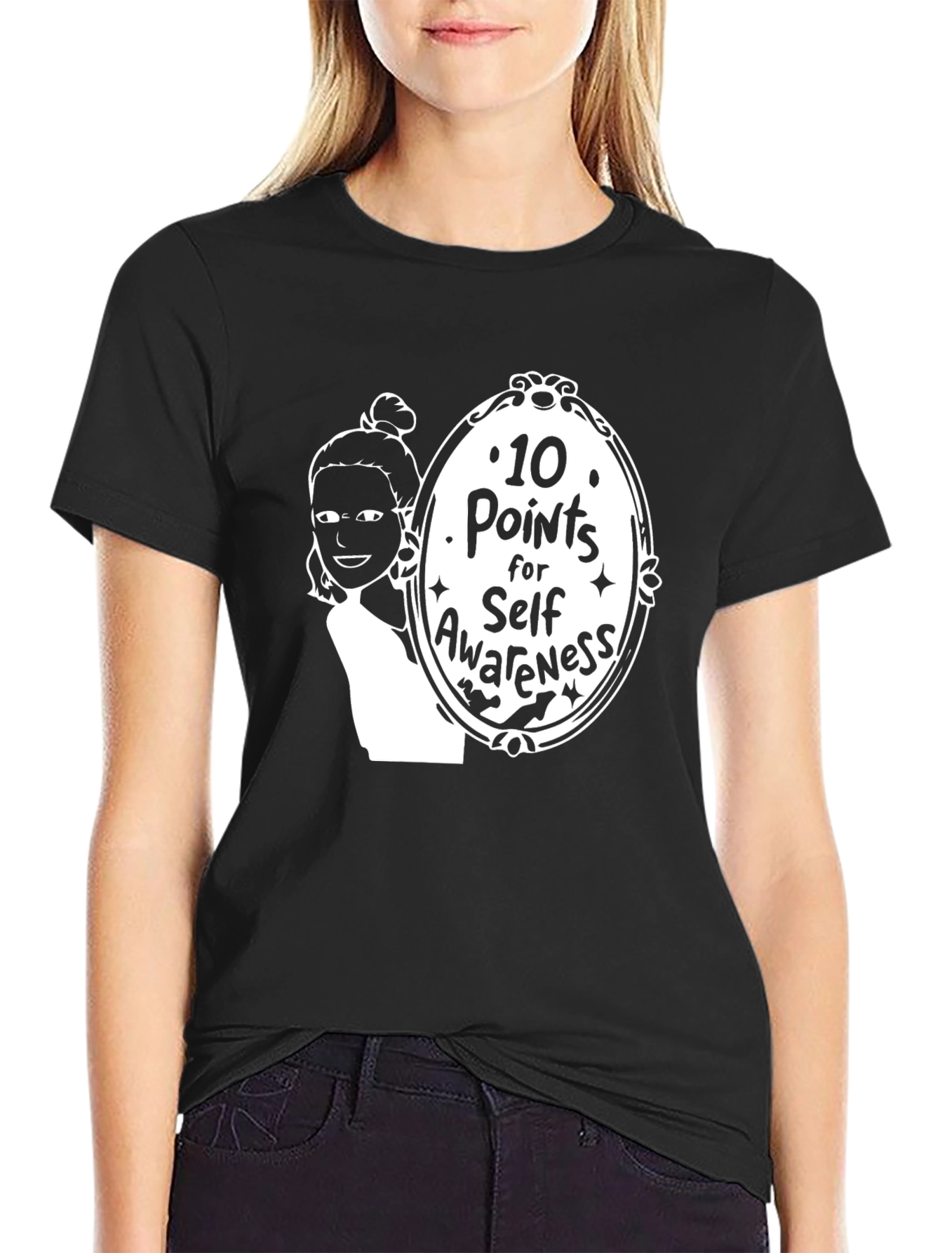 Black 10 Points for Self-Awareness Black Graphic Tee view 2
