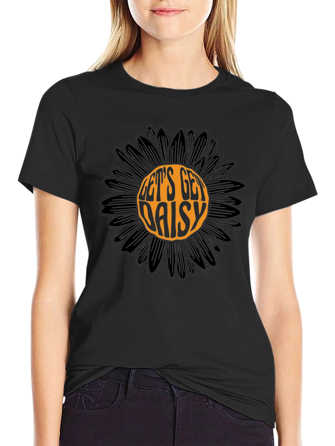 Black Let's Get Daisy Graphic T-Shirt view 2