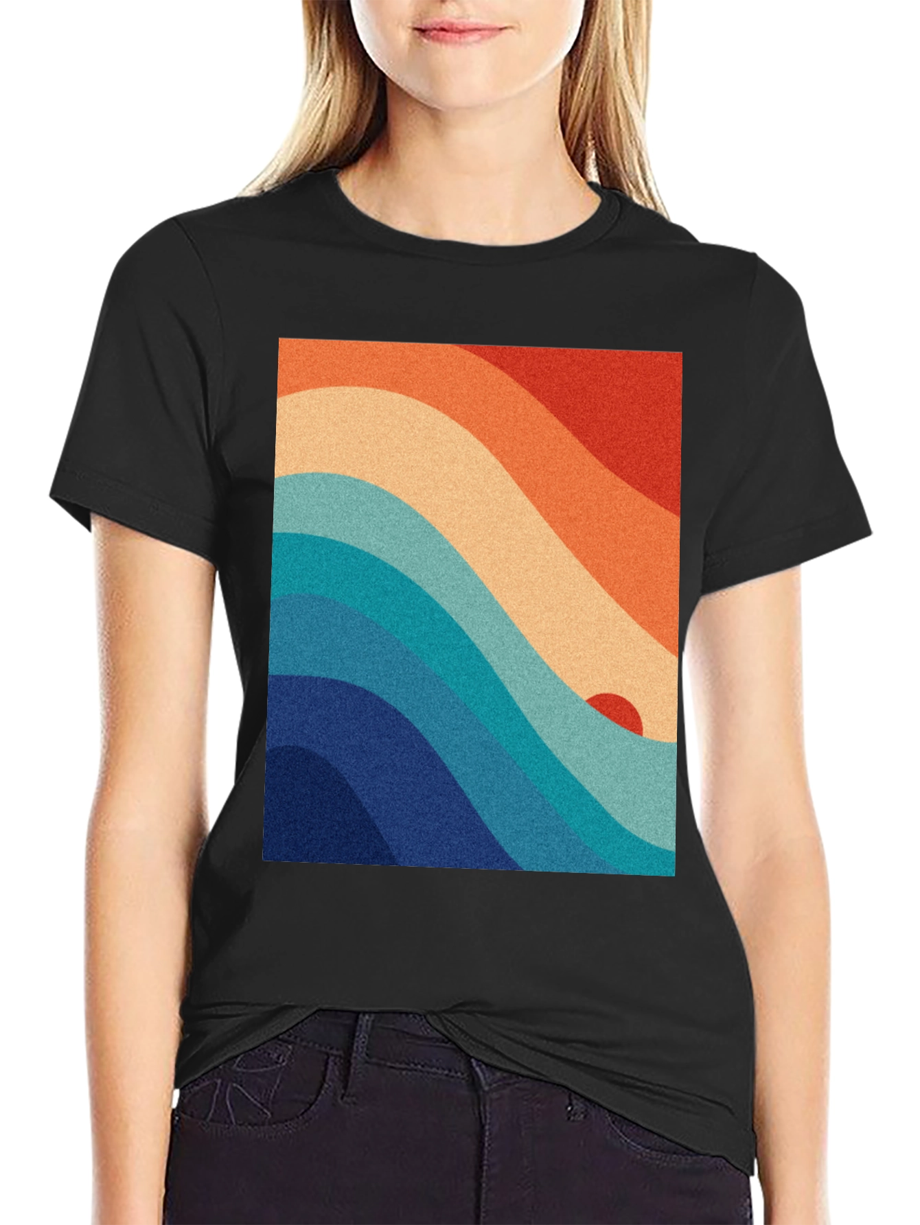 Black Retro Wave Graphic Tee - Vintage Style view 2