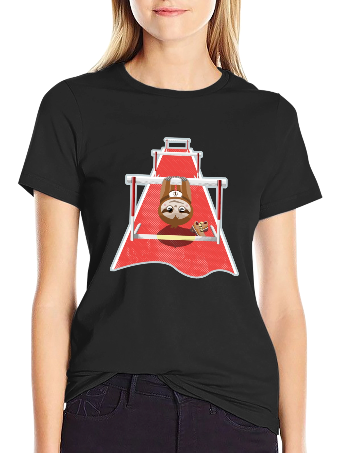 Black Sloth Gymnast T-Shirt - Funny Workout Tee view 2