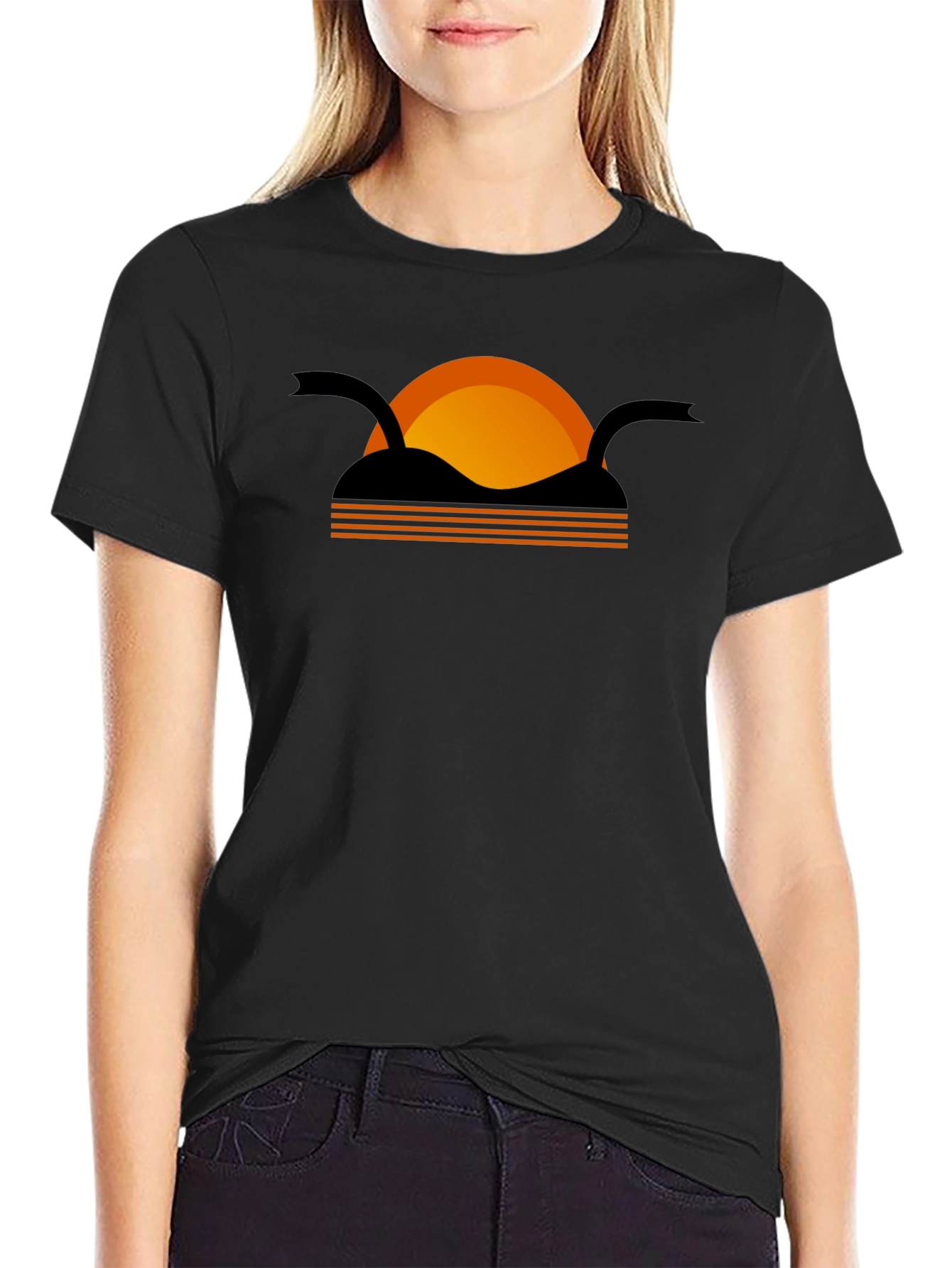 Black Retro Sunset T-Shirt view 2