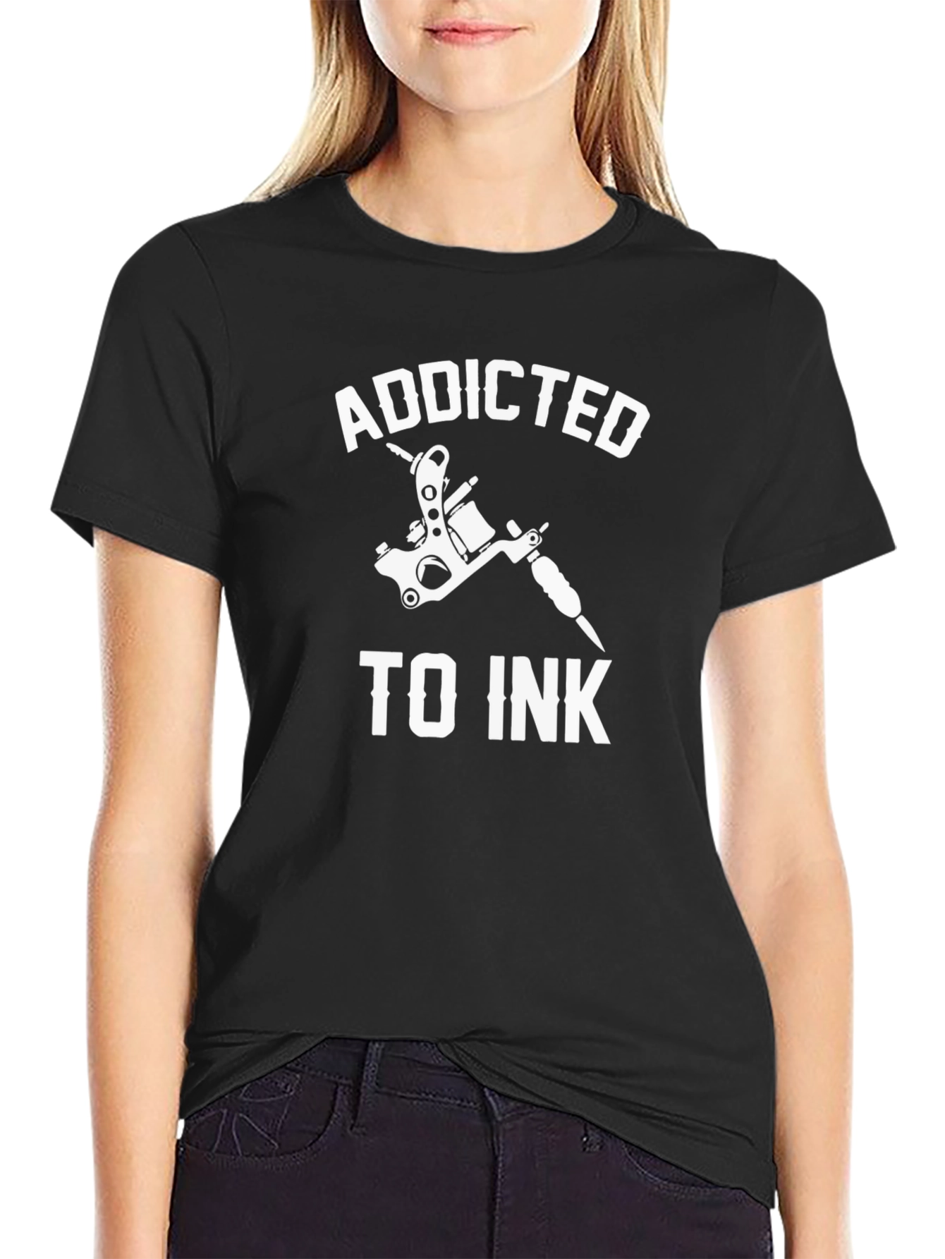 Black Addicted To Ink Tattoo T-Shirt - Stylish Design view 2