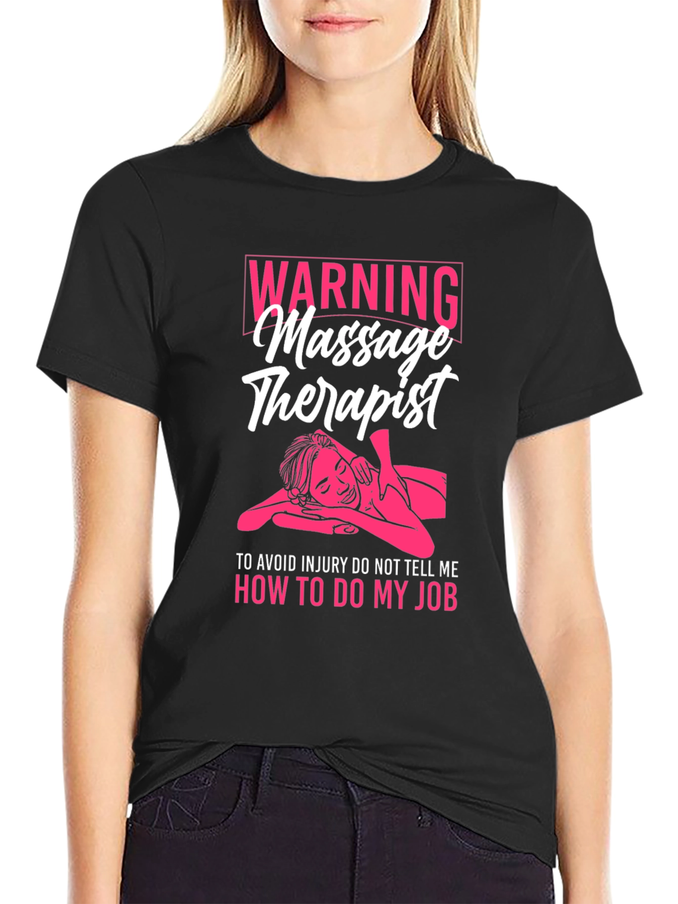 Black Warning Massage Therapist T-Shirt - Funny Gift Idea view 2