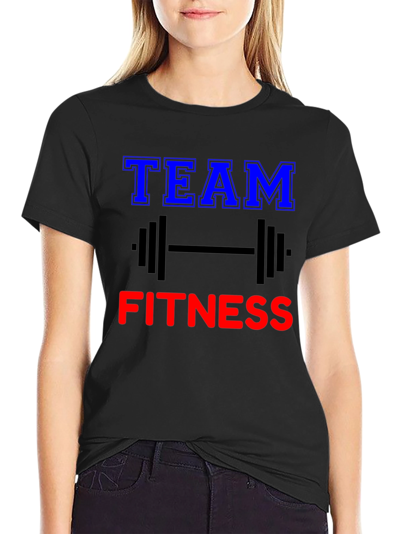 Black Team Fitness Graphic Tee - Gym Workout Shirt view 2