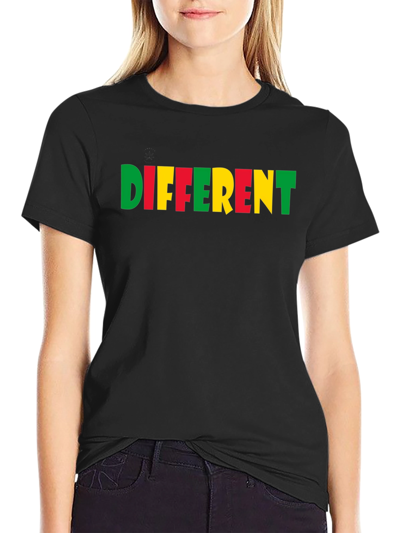 Black Different Colorblock Graphic Tee - Black view 2