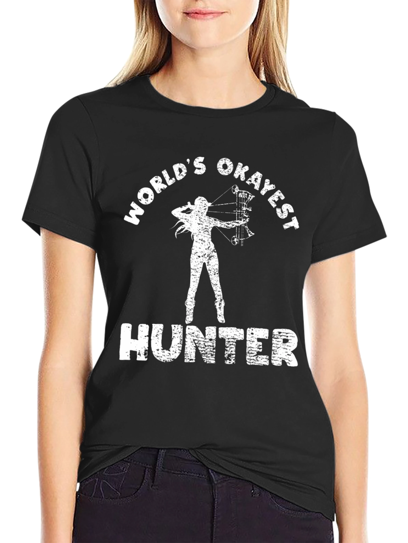 Black World's Okayest Hunter Graphic T-Shirt - Black view 2