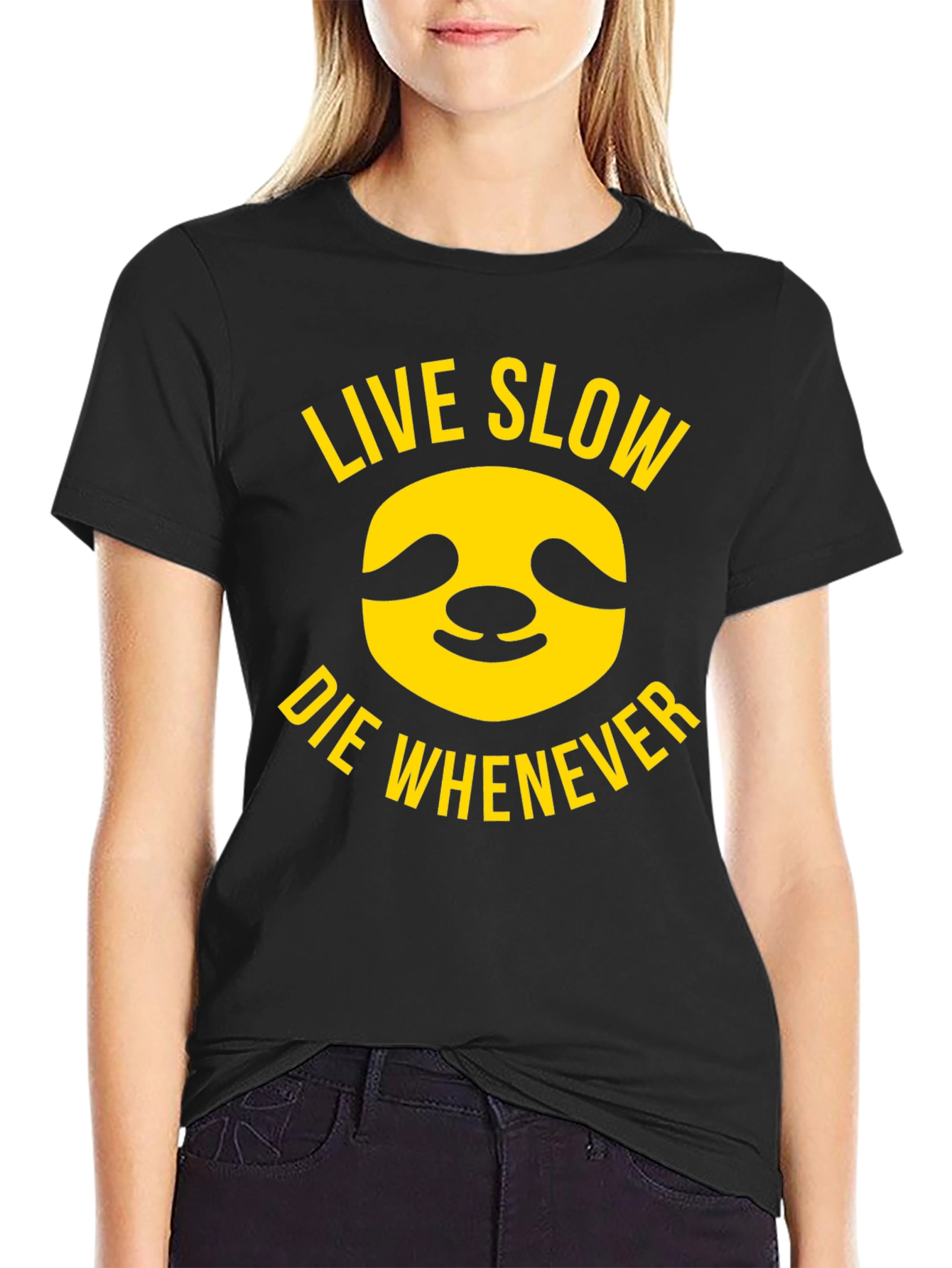 Black Live Slow Sloth T-Shirt - Relaxed Style view 2