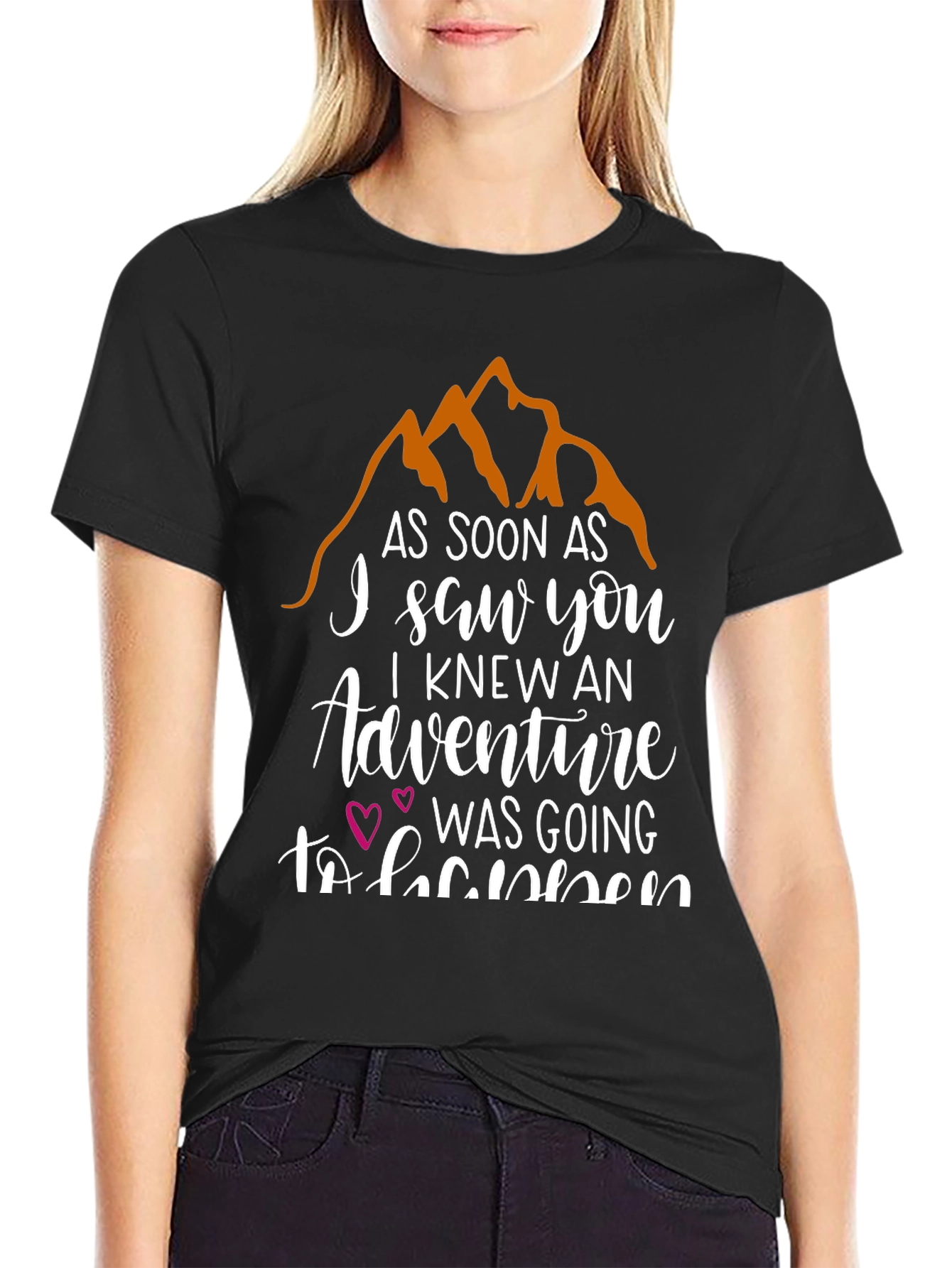 Black Adventure Awaits Graphic Tee - Black Unisex Shirt view 2