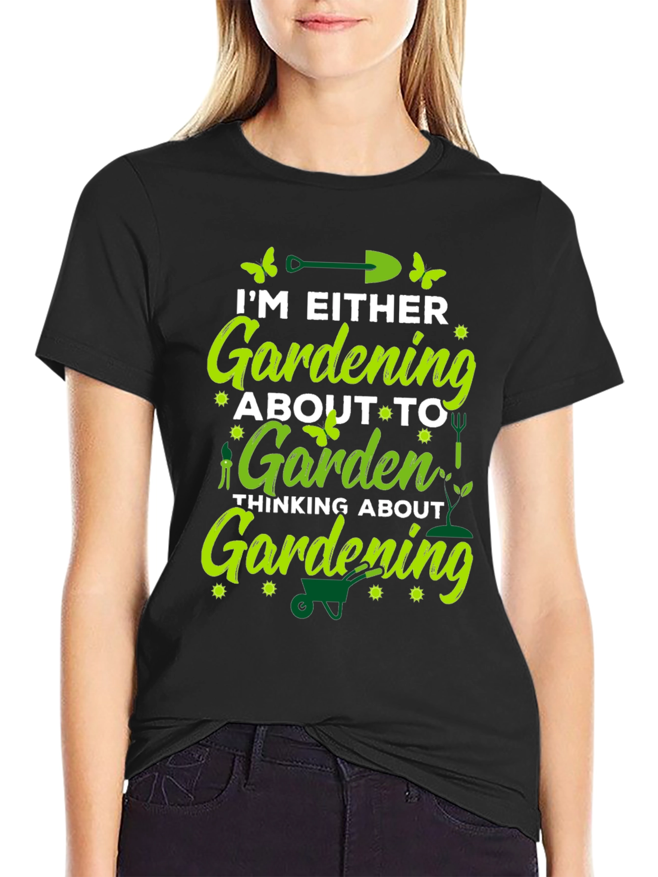 Black Gardening Lover T-Shirt - Black Cotton Blend view 2