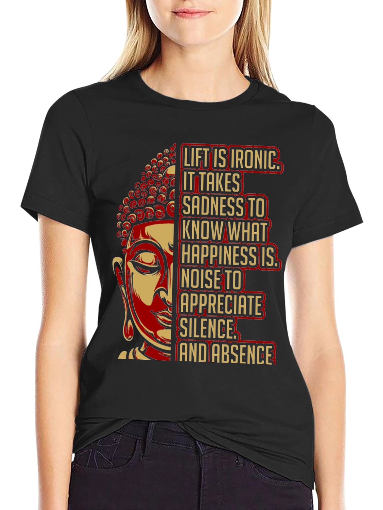 Black Buddha Quote Graphic T-Shirt view 2