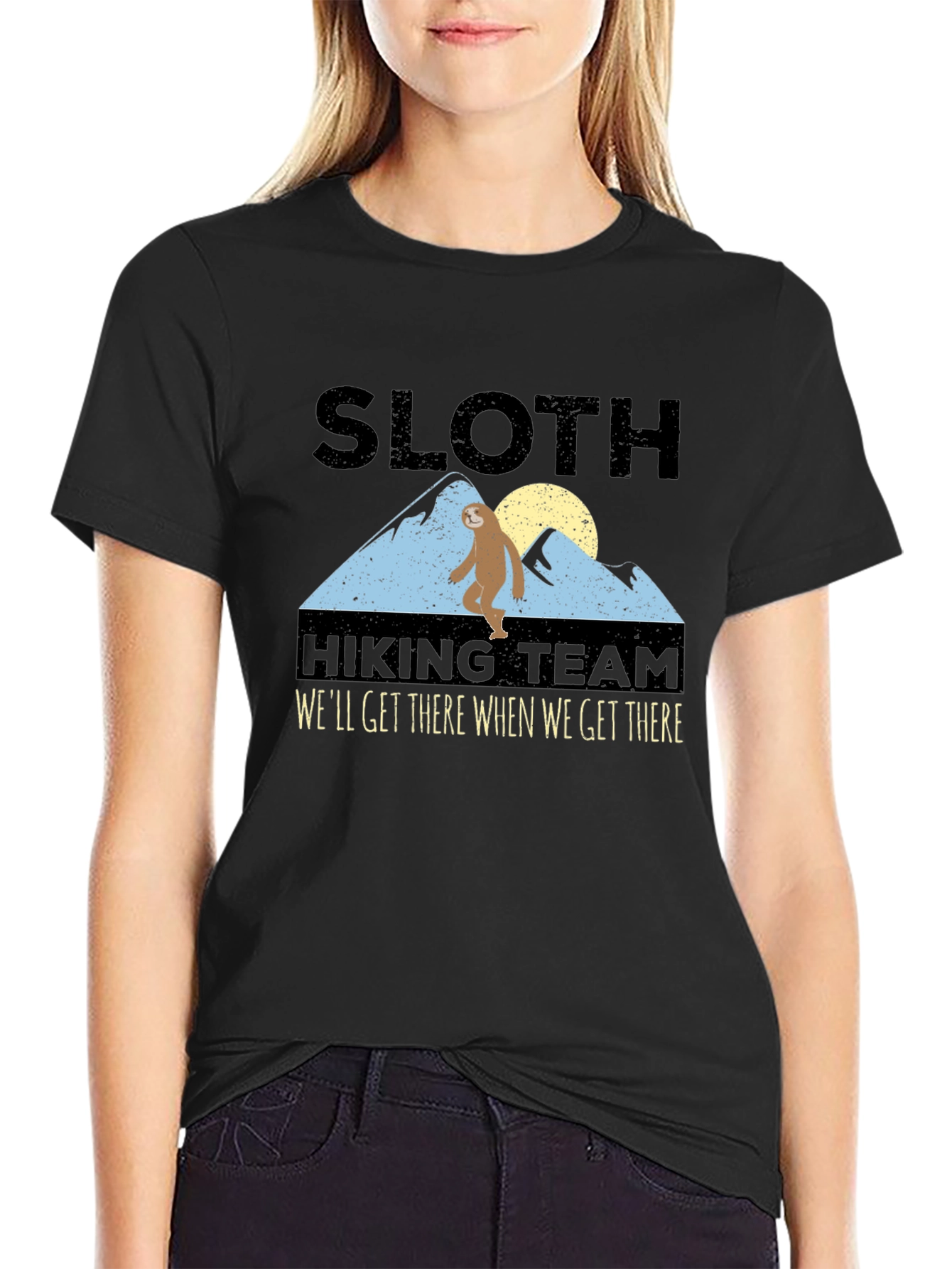 Black Sloth Hiking Team T-Shirt - We'll Get There When We Get There view 2