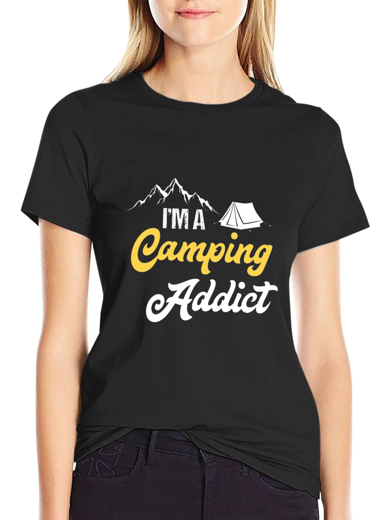 Black Camping Addict T-Shirt: Outdoors Adventure Tee view 2