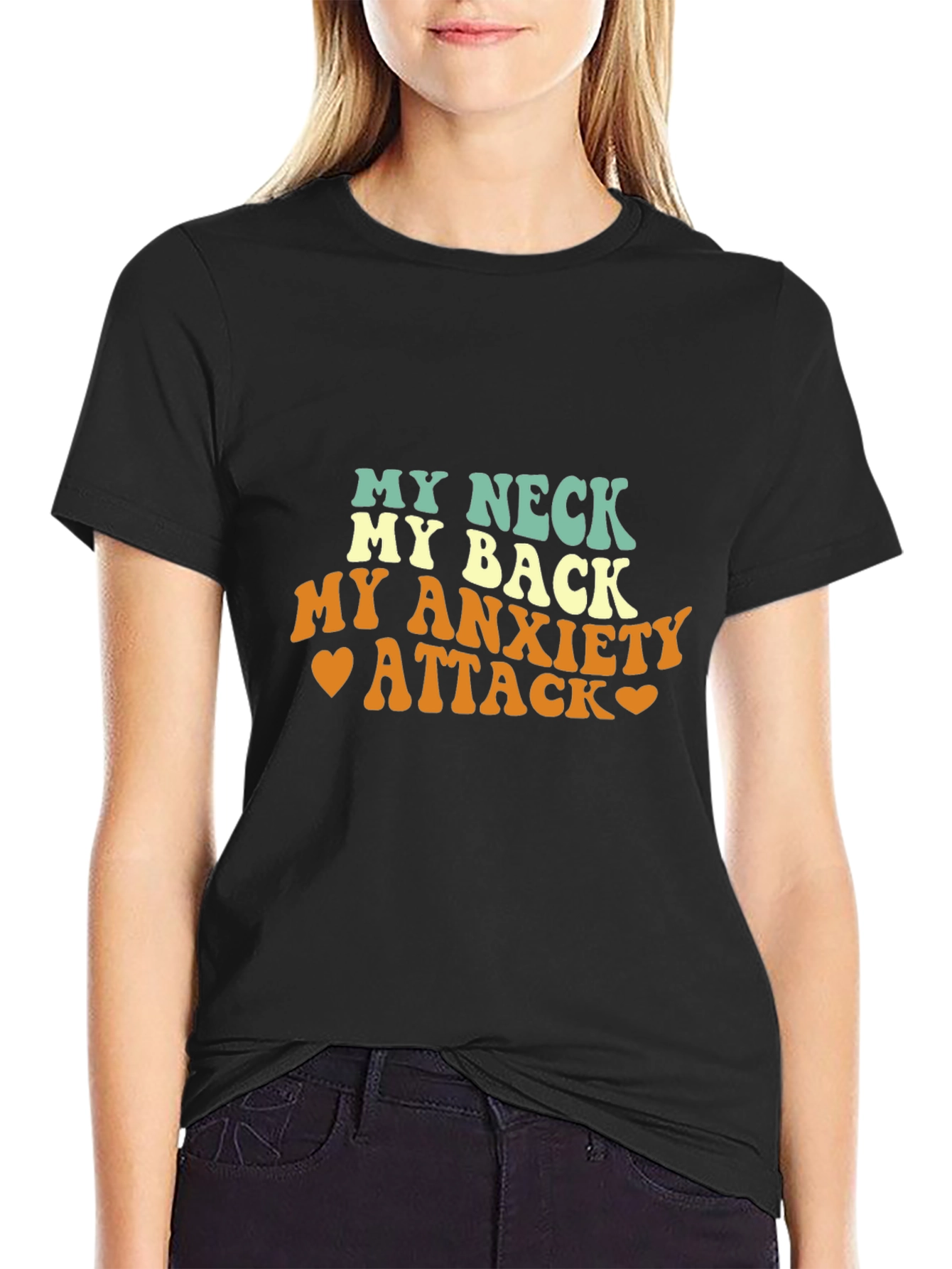 Black My Neck, My Back Tee - Anxiety Relief Comfort Shirt view 2
