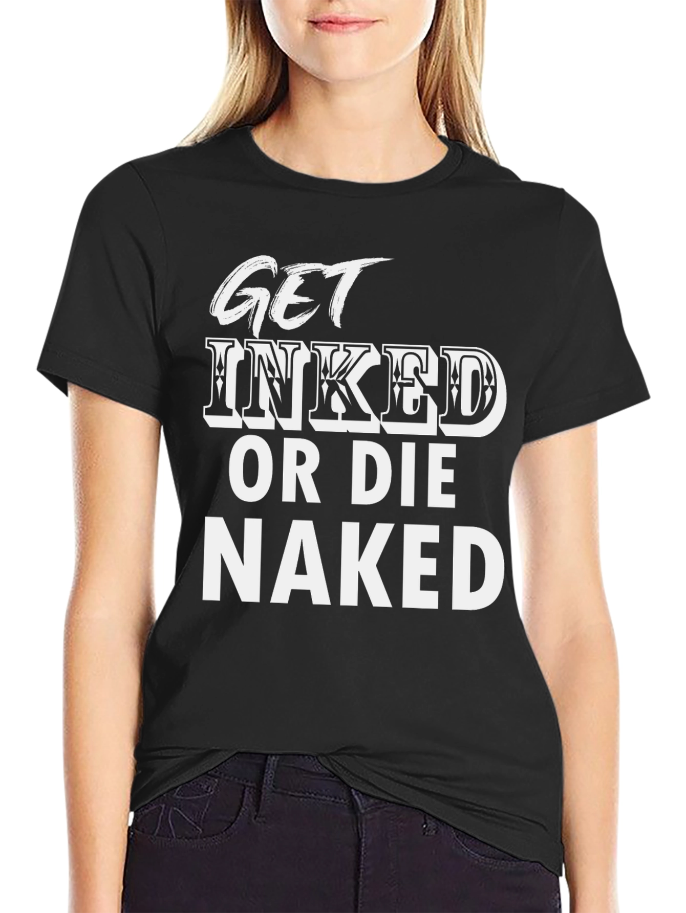 Black Get Inked T-Shirt: Tattoo Lover's Graphic Tee view 2