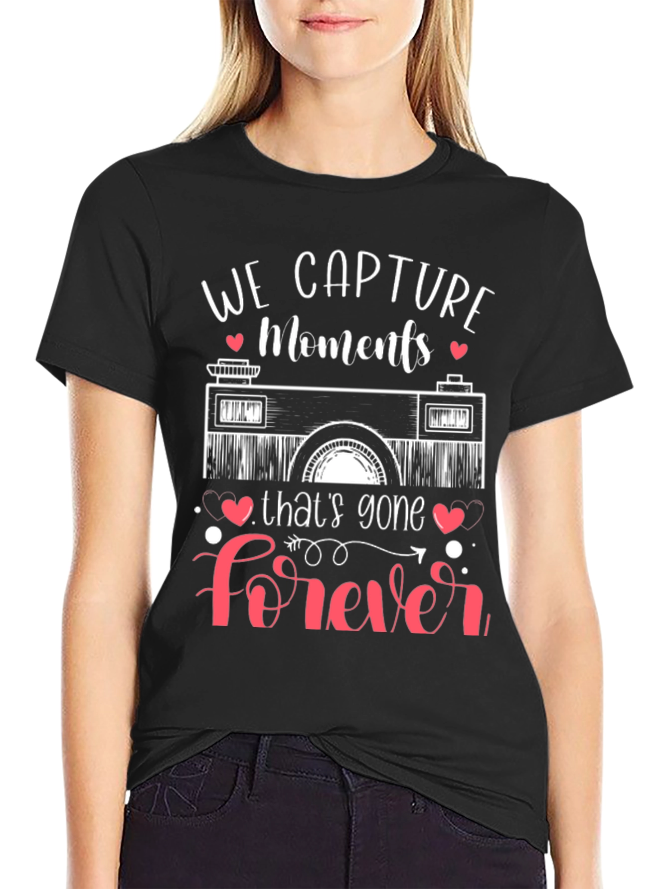 Black We Capture Moments T-Shirt, Forever Memories Tee view 2