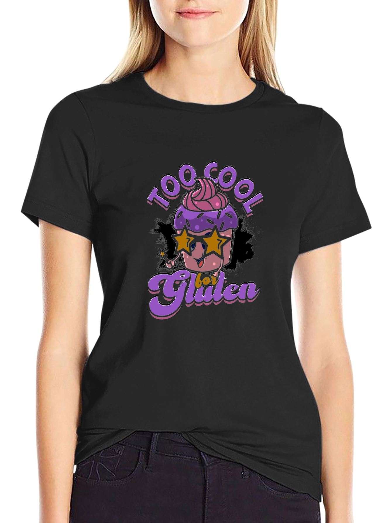 Black Too Cool for Gluten Black T-Shirt view 2