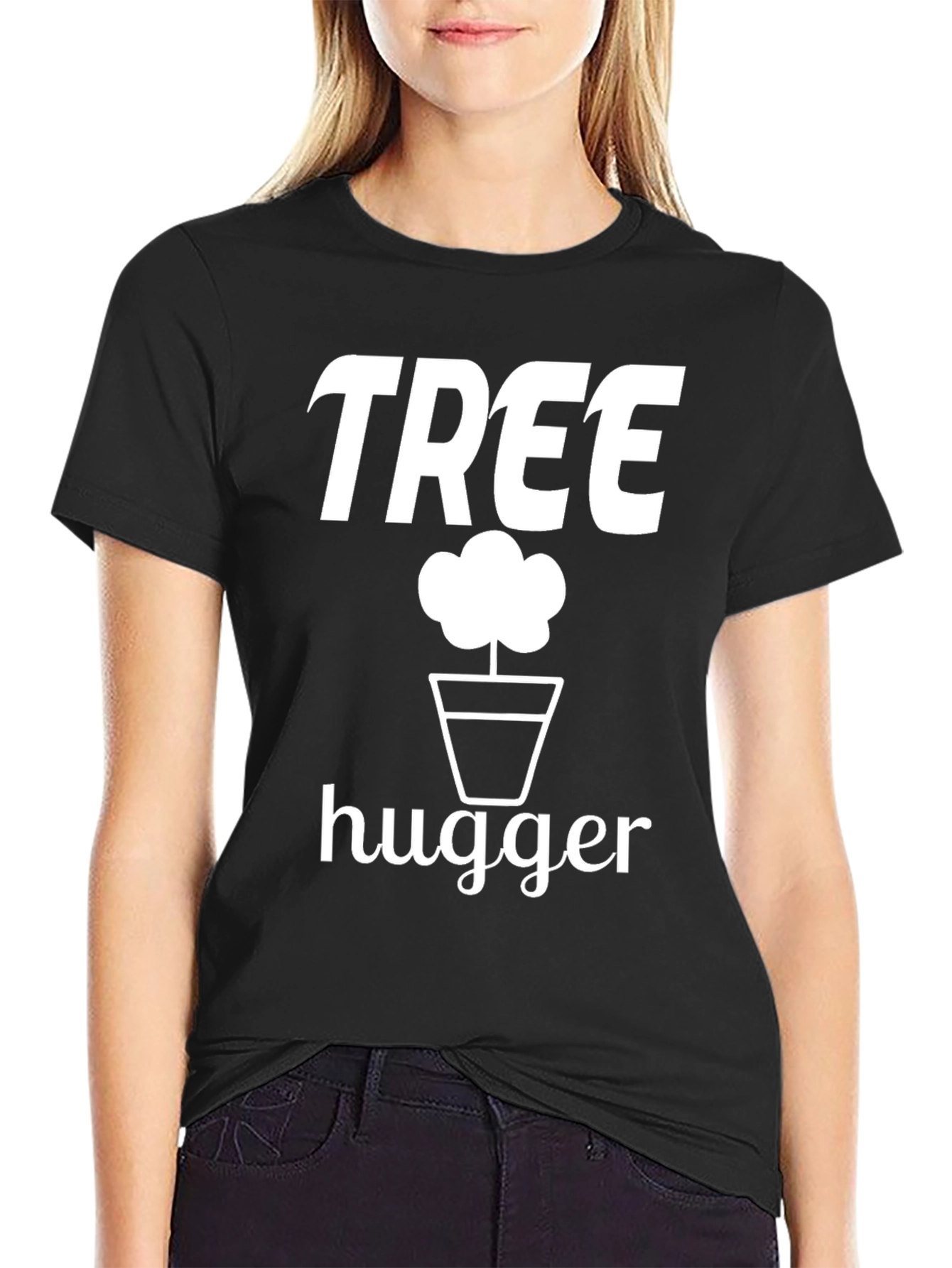 Black Tree Hugger Graphic Tee - Eco Friendly view 2