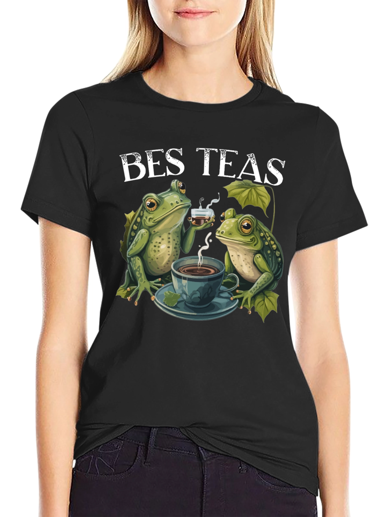 Black Bes Teas Frog T-Shirt - Quirky Tea Lovers Tee view 2