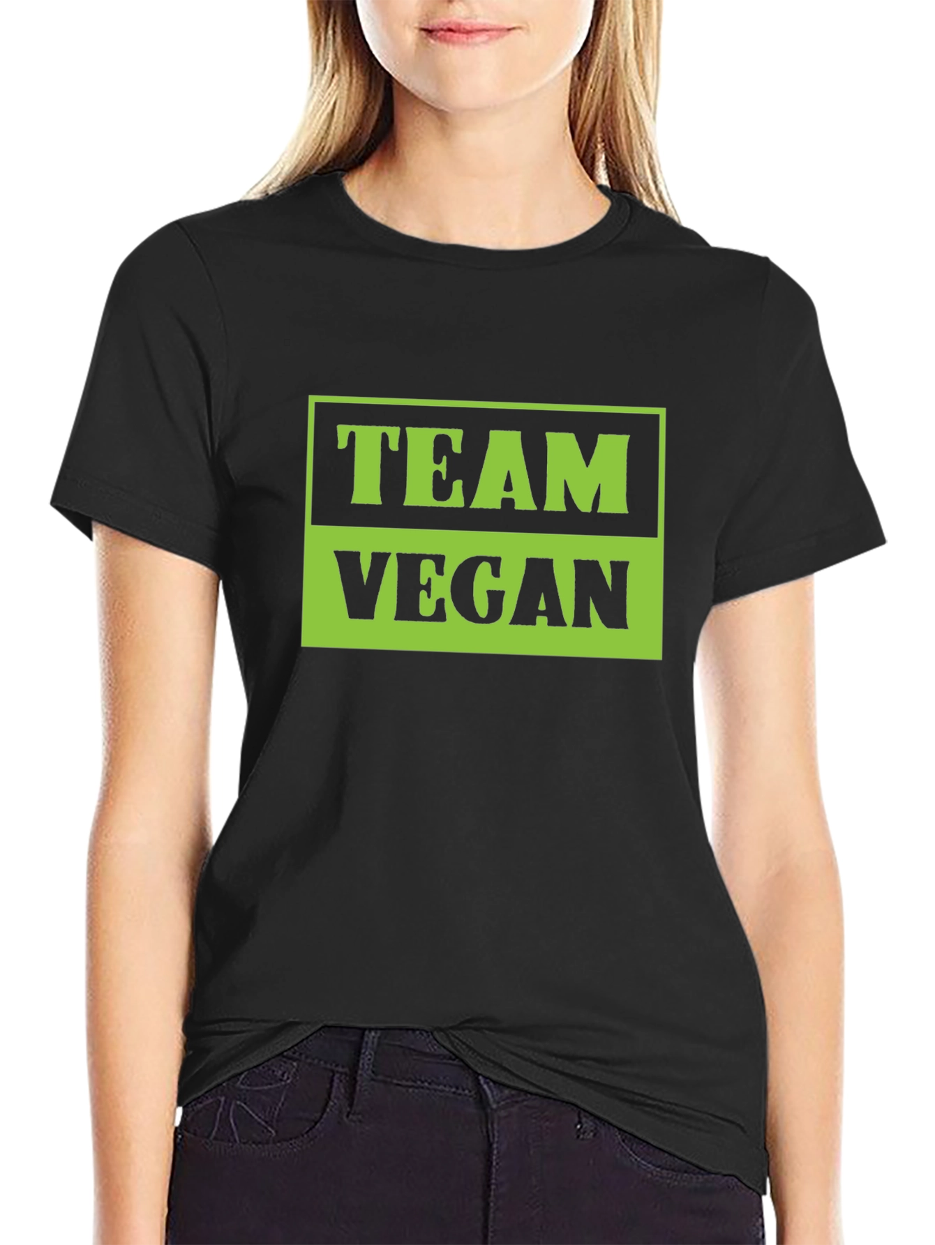 Black Team Vegan Graphic Tee - Black view 2