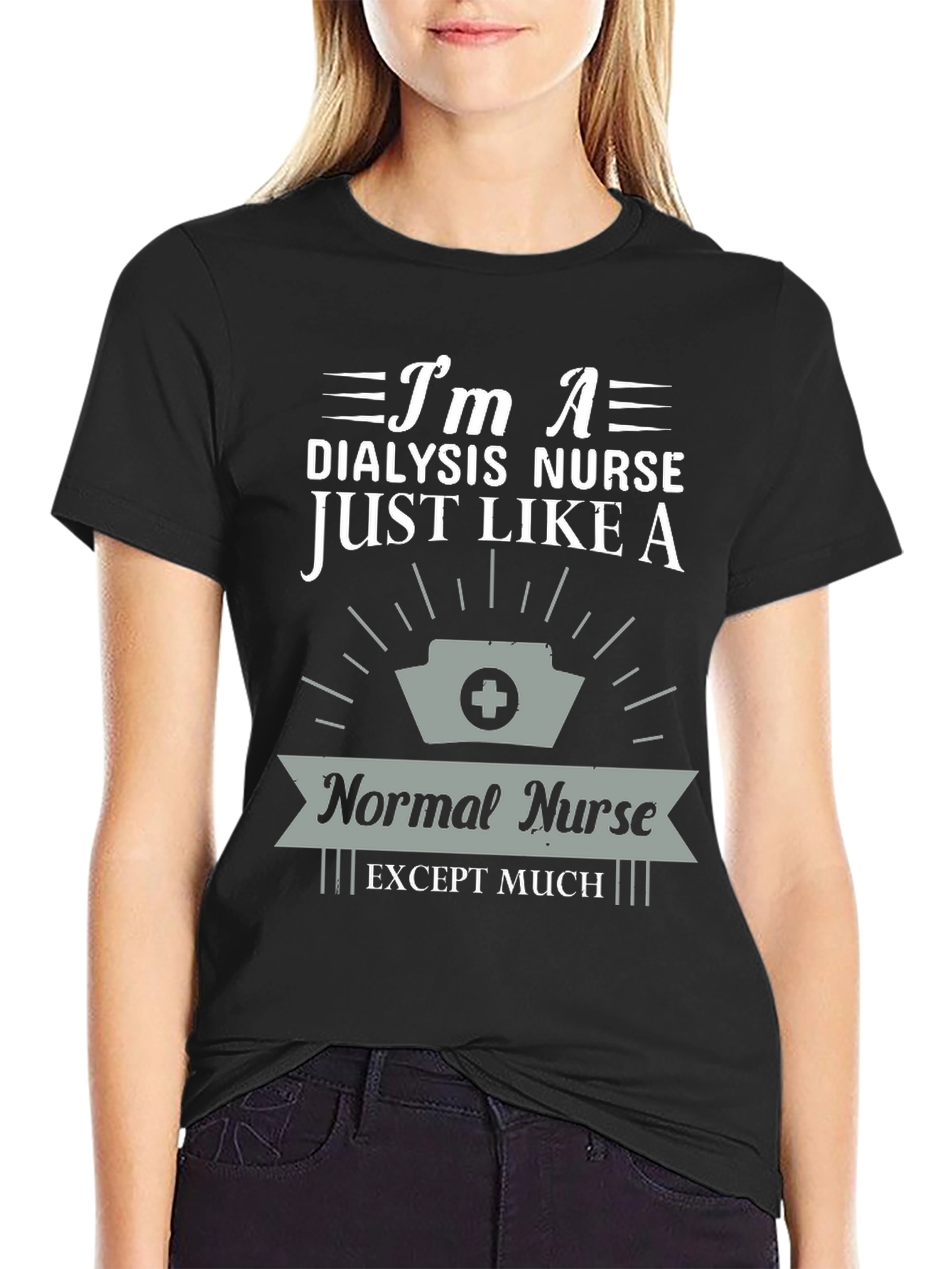 Black Dialysis Nurse T-Shirt - Gift for Nurses view 2