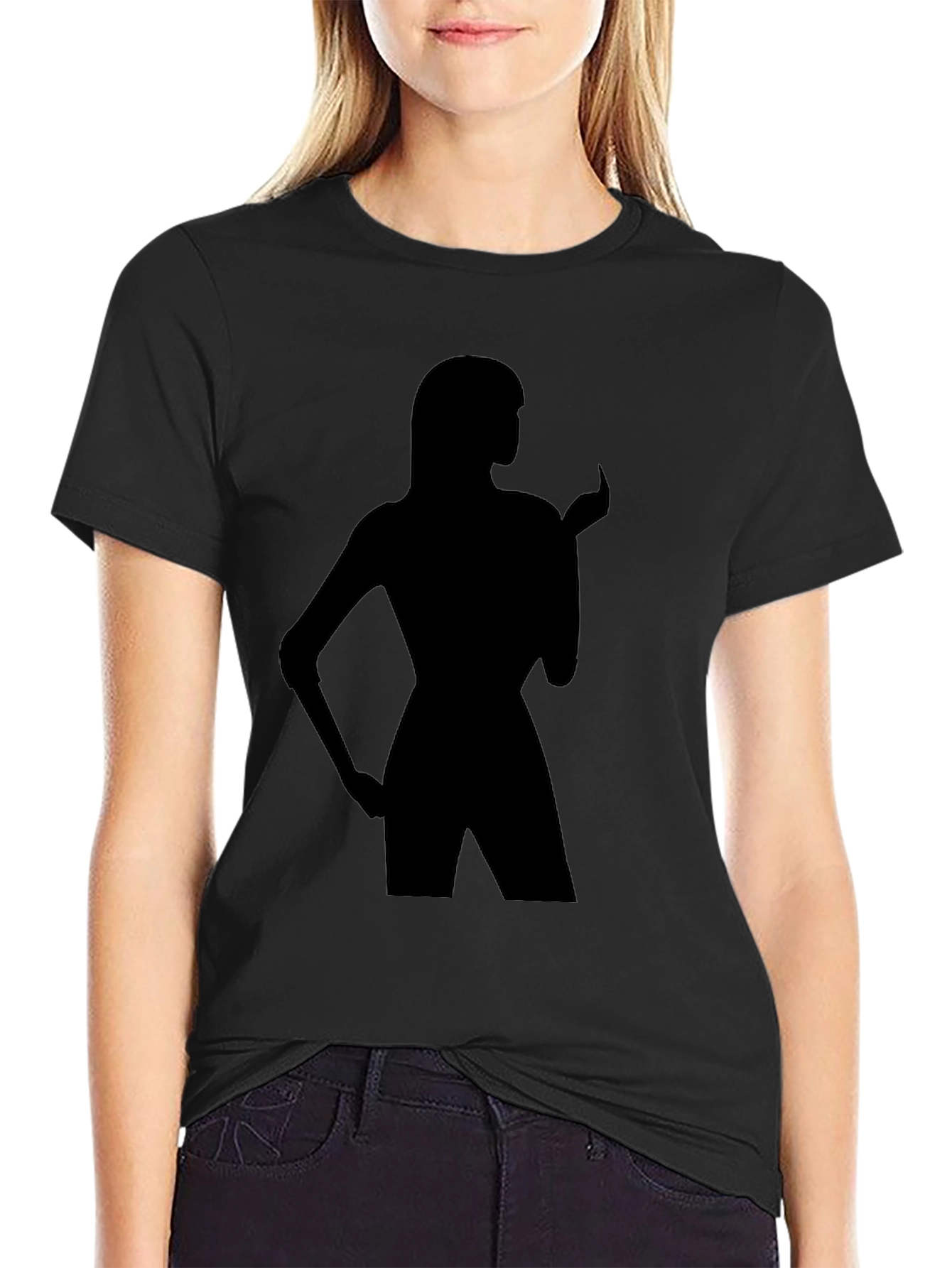 Black Silhouette Tee - Black T-Shirt with Figure Graphic view 2