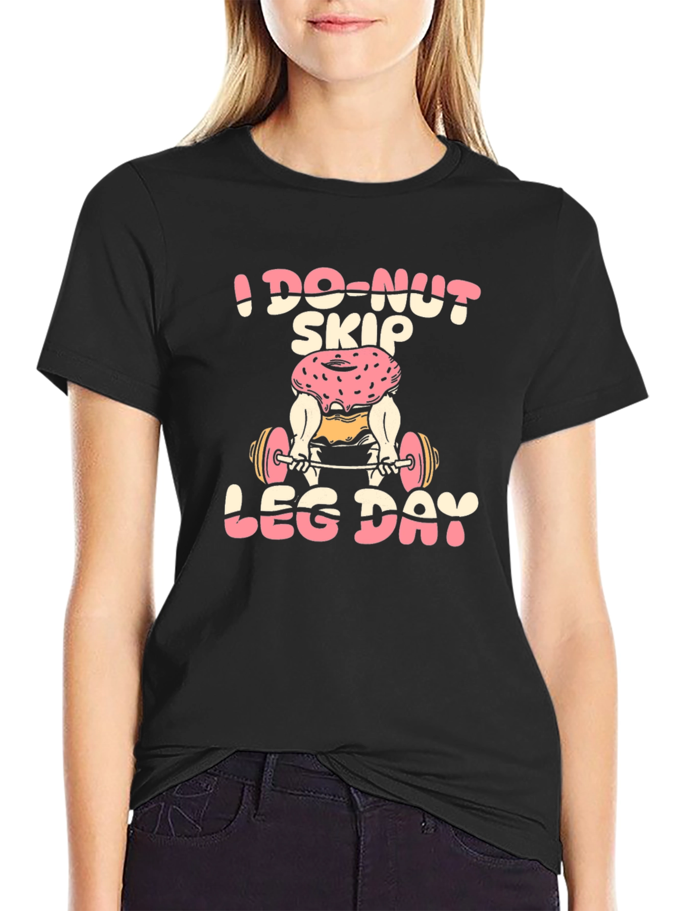 Black I Do-Nut Skip Leg Day Black T-Shirt view 2