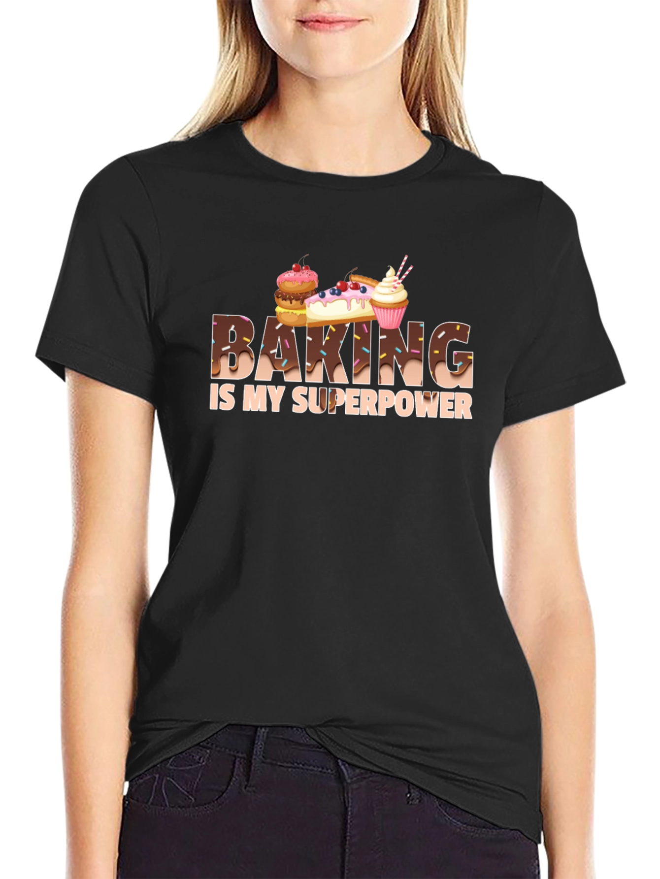 Black Baking Is My Superpower Graphic Tee view 2