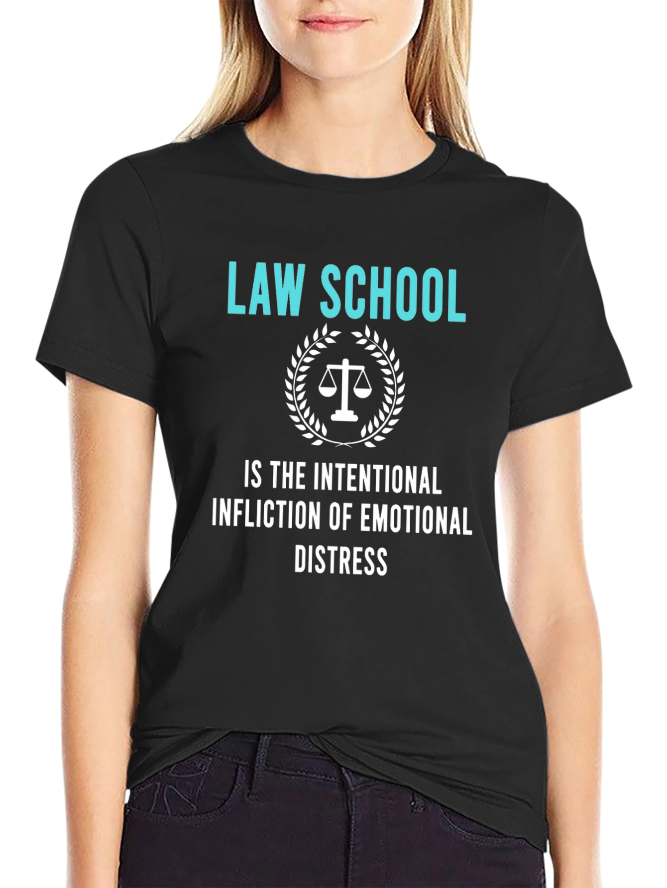 Black Law School Emotional Distress T-Shirt view 2