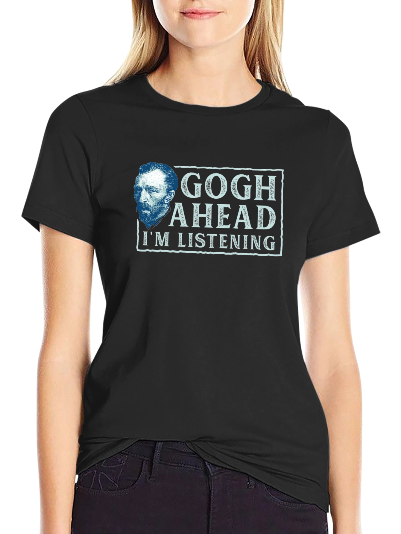 Black Gogh Ahead T-Shirt - Funny Artist Tee view 2
